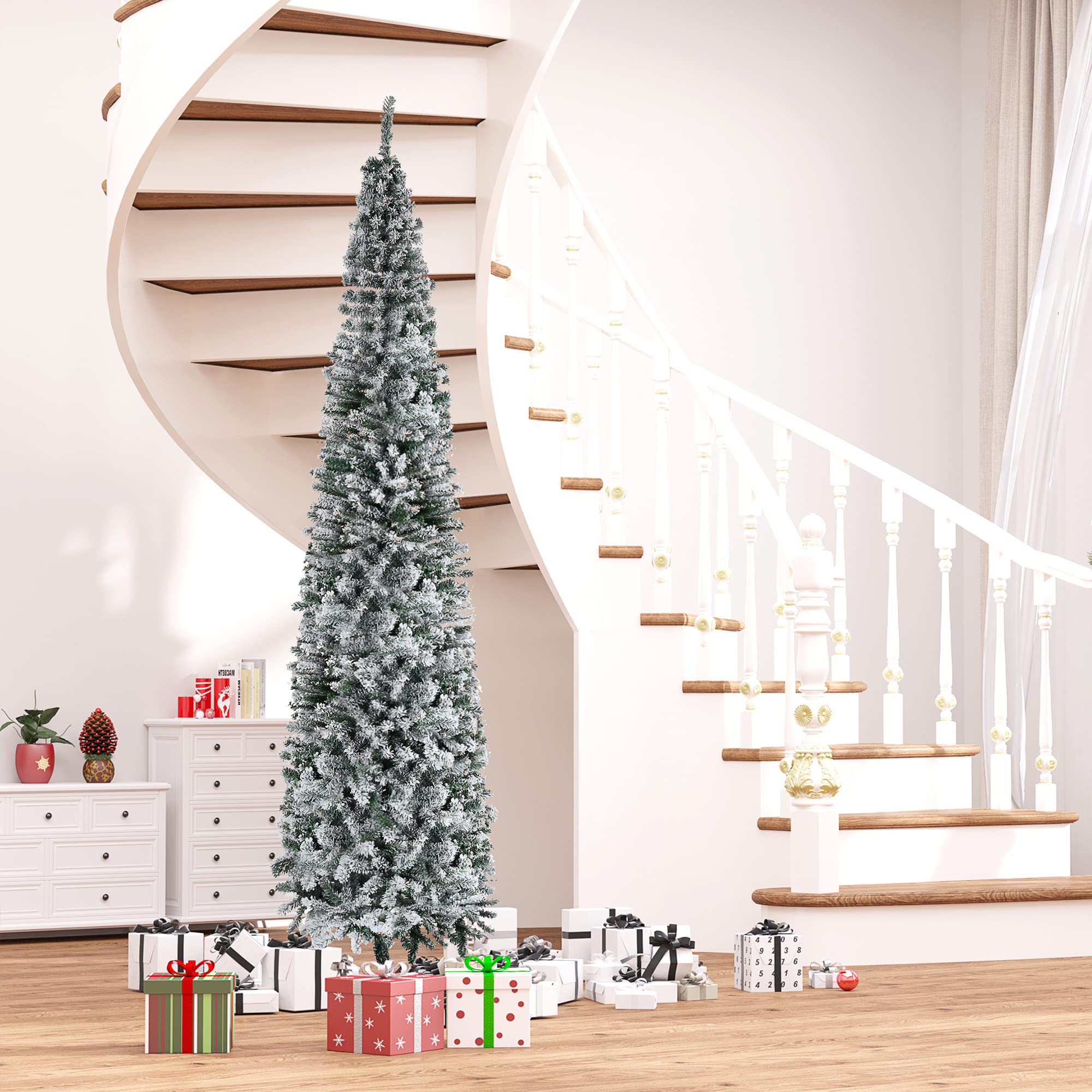 Foto 3 pulgar | Árbol De Navidad Homcom Cubierto De Nieve De 9 Pies De Altura Con 1014 Puntas - Venta Internacional.