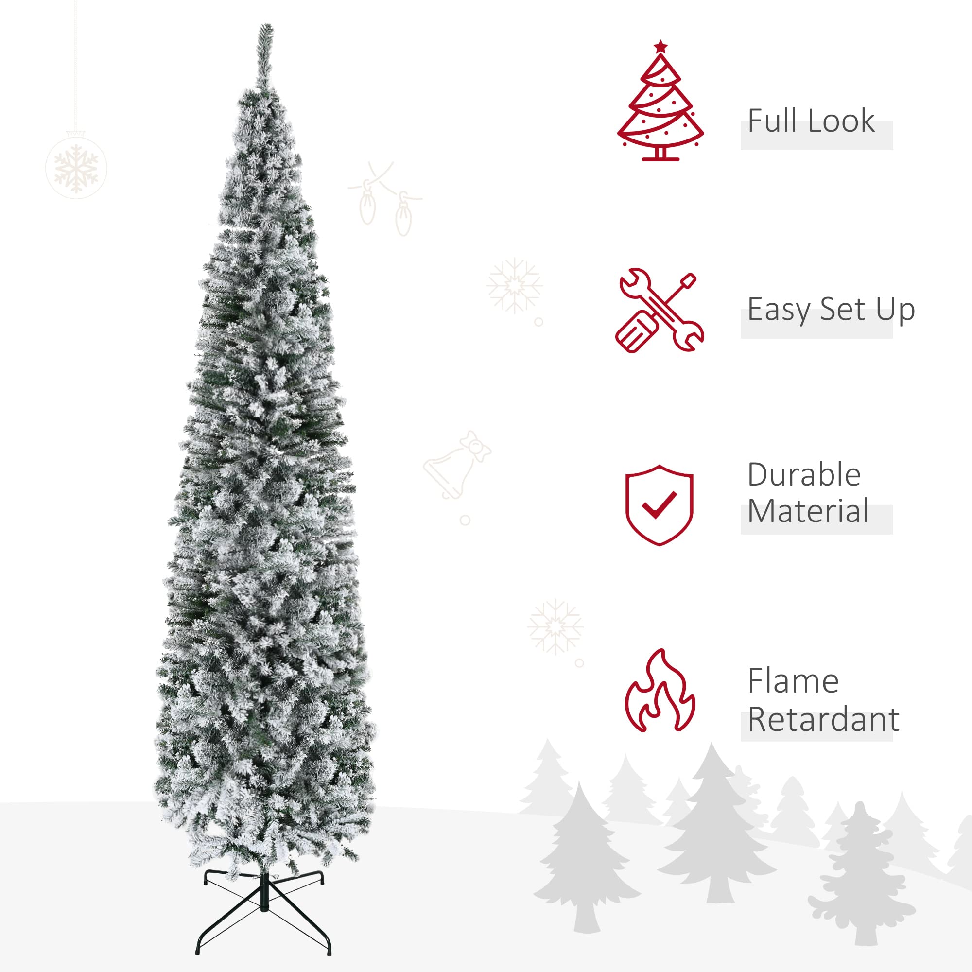Foto 4 pulgar | Árbol De Navidad Homcom Cubierto De Nieve De 9 Pies De Altura Con 1014 Puntas - Venta Internacional.