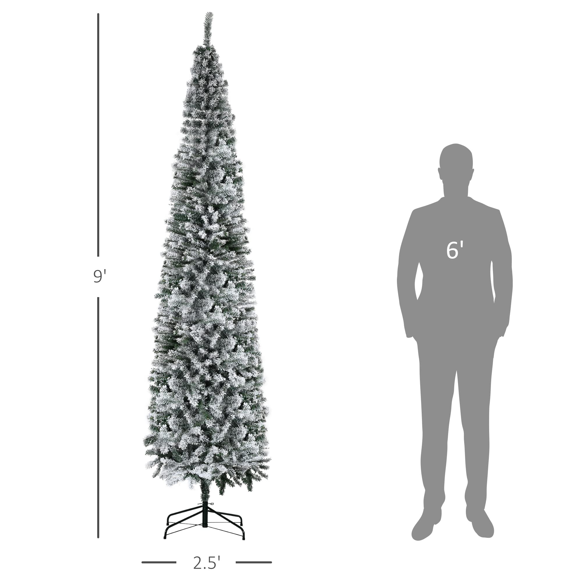 Foto 6 pulgar | Árbol De Navidad Homcom Cubierto De Nieve De 9 Pies De Altura Con 1014 Puntas - Venta Internacional.