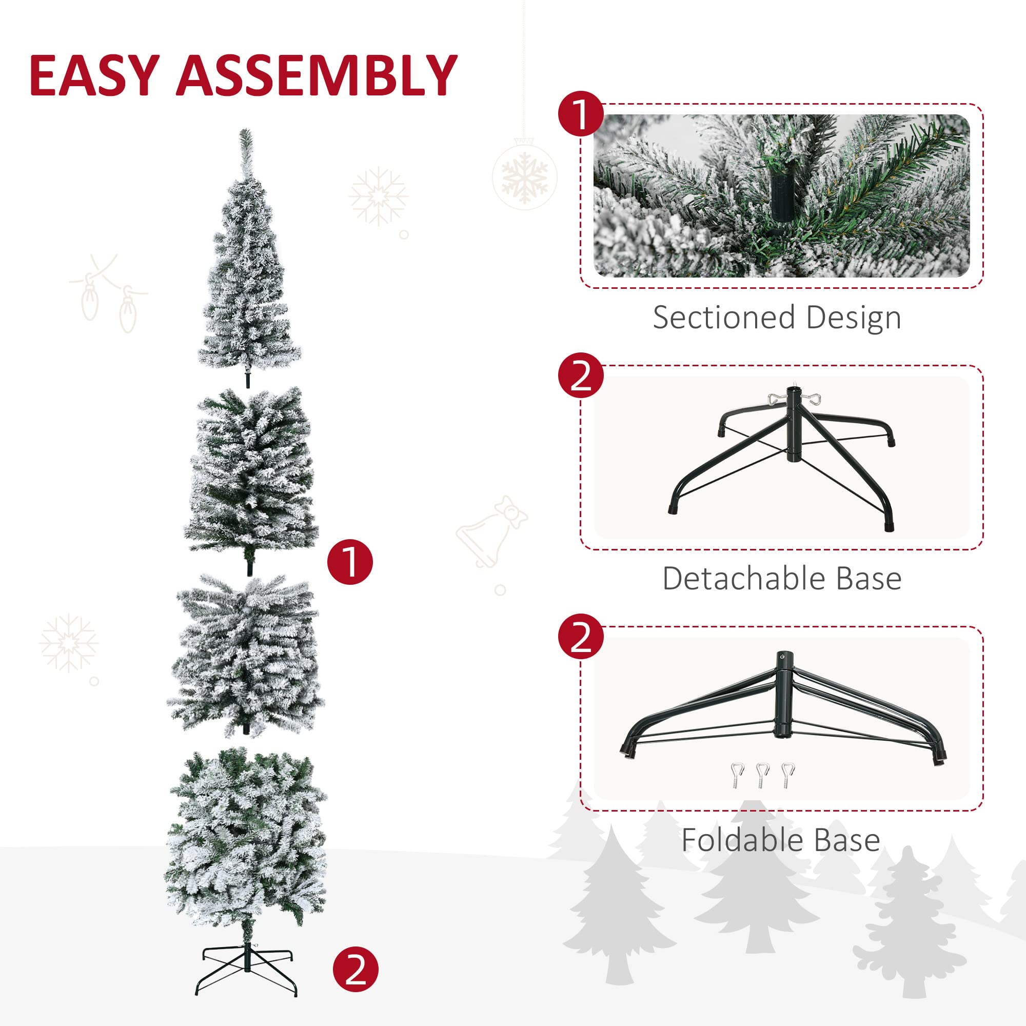 Foto 7 pulgar | Árbol De Navidad Homcom Cubierto De Nieve De 9 Pies De Altura Con 1014 Puntas - Venta Internacional.