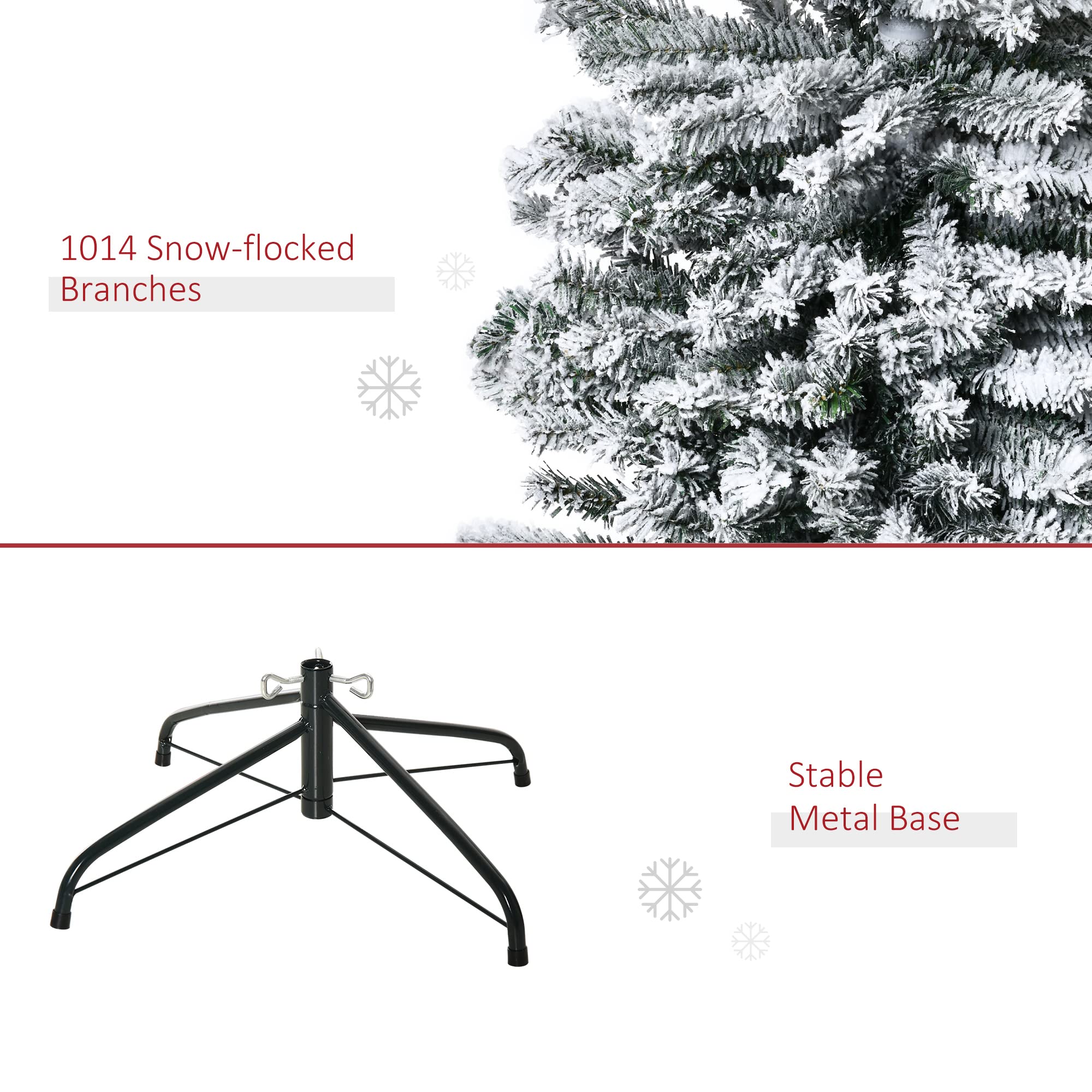 Foto 8 pulgar | Árbol De Navidad Homcom Cubierto De Nieve De 9 Pies De Altura Con 1014 Puntas - Venta Internacional.