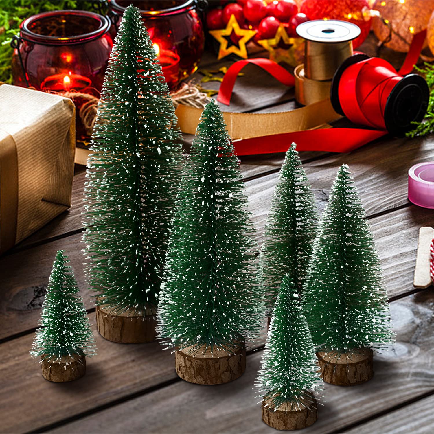 Mini Árboles De Navidad Para Decoración Navideña, 6 Unidades, Color Verde Kpx - Venta Internacional. $450