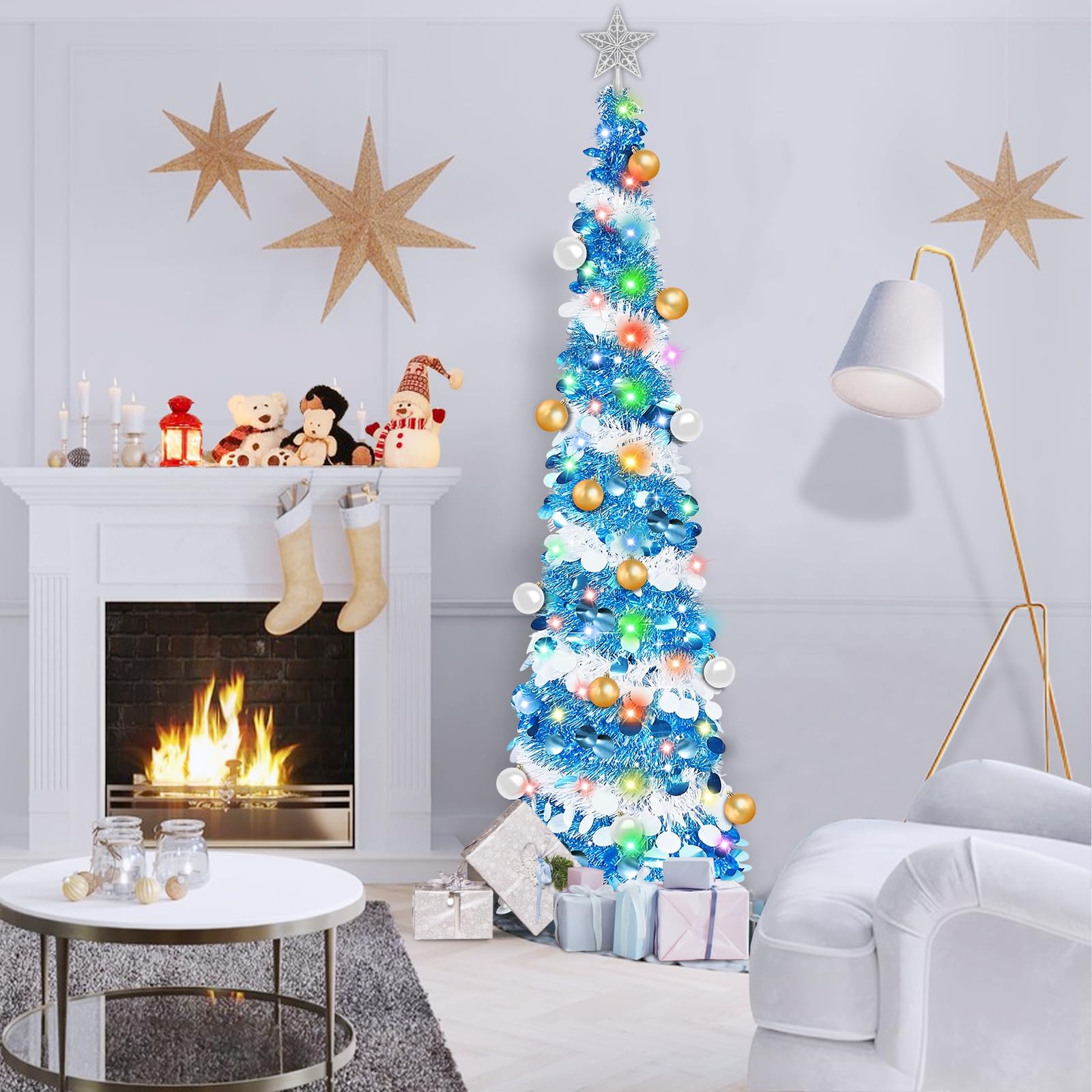 Foto 5 pulgar | Árbol De Navidad Turnmeon De 6 Pies Con Temporizador, 100% Blanco Cálido Y Multicolor - Venta Internacional.