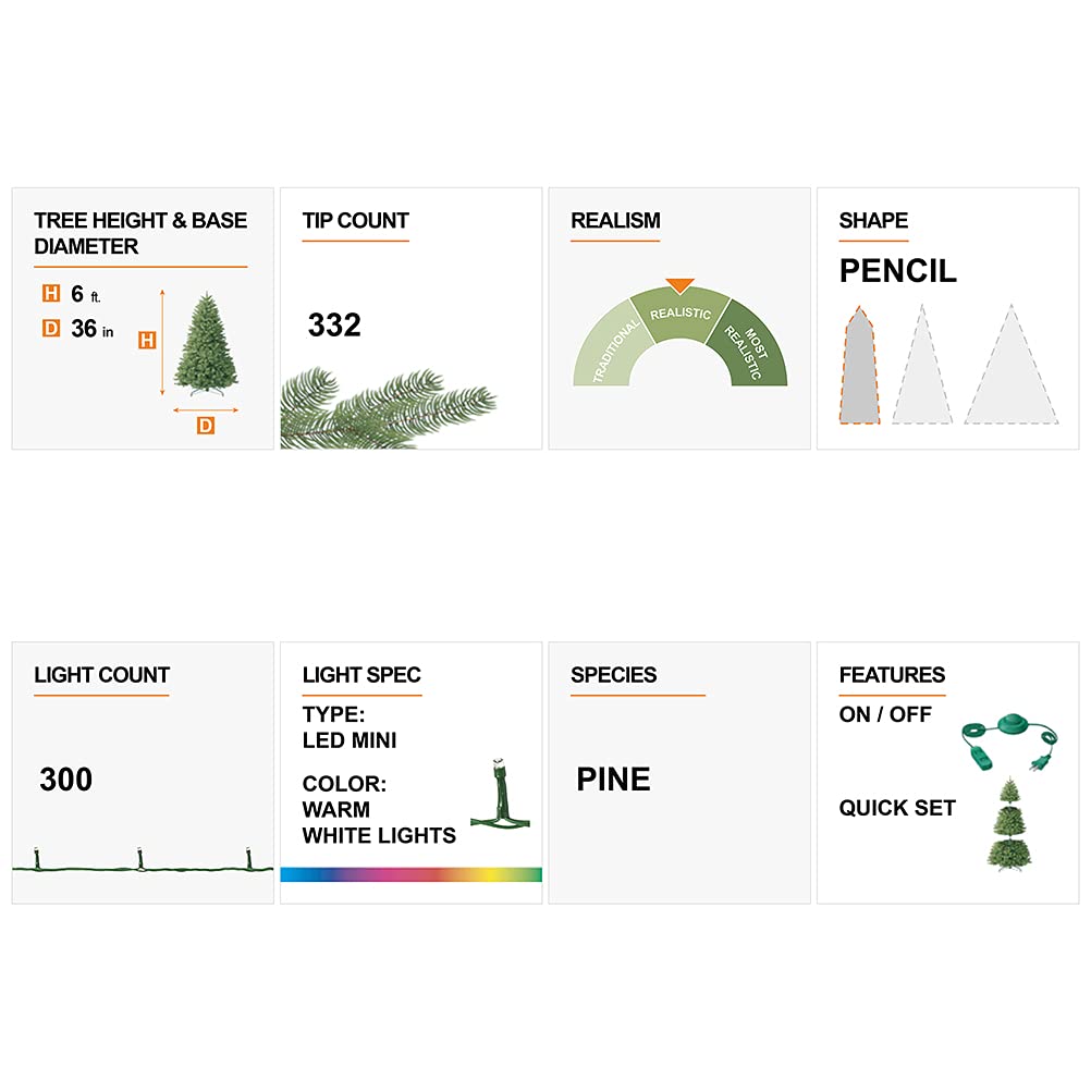 Foto 5 pulgar | Árbol De Navidad Glitzhome Artificial Preiluminado De 1,8 M Con 300 Luces - Venta Internacional.