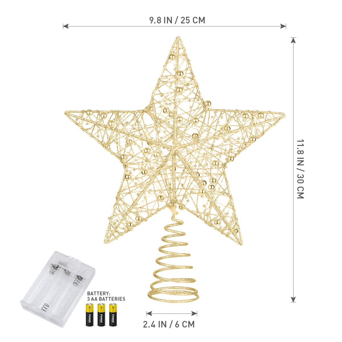 Foto 6 pulgar | Decoración Para Árbol De Navidad Nuobesty En Forma De Estrella Dorada Con Luces - Venta Internacional.