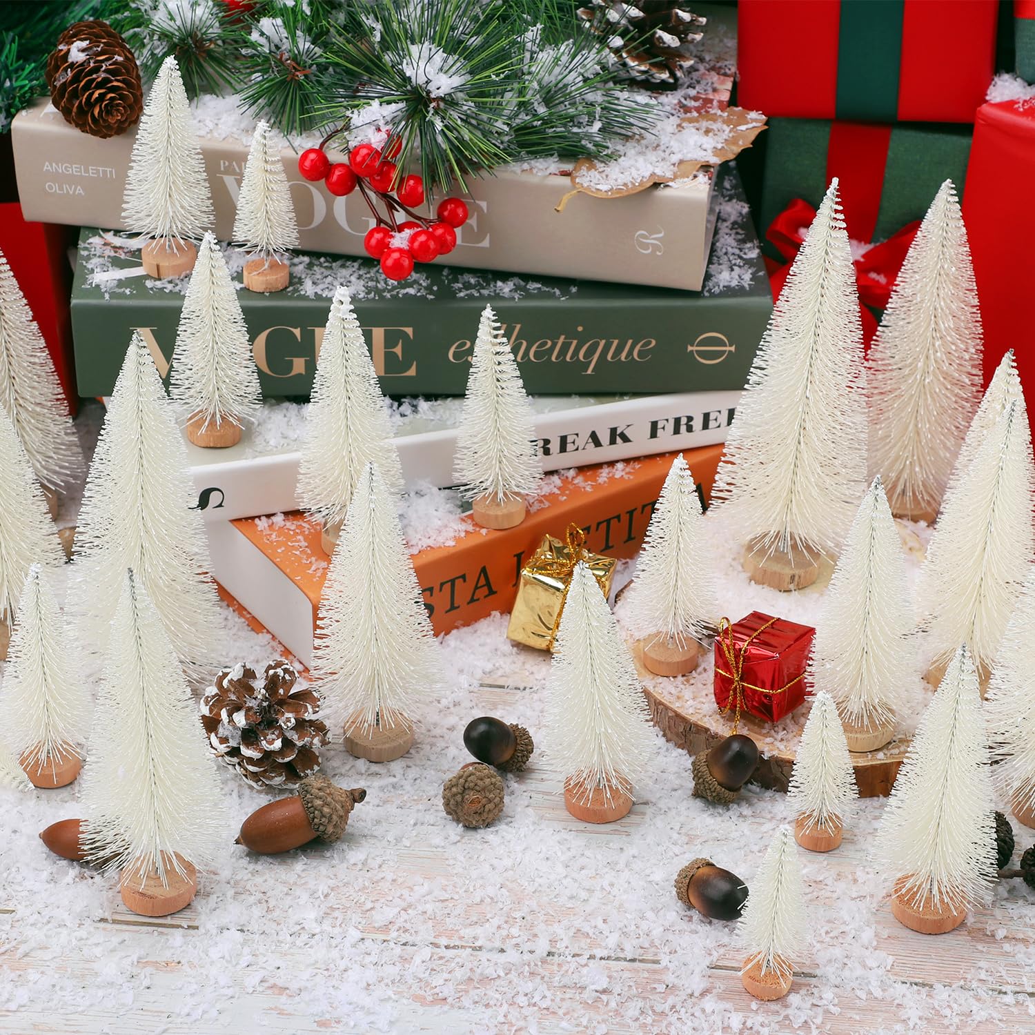 Foto 2 | Decoración De Árbol De Navidad Ayieyill Mini, 30 Unidades Con Base De Madera - Venta Internacional.