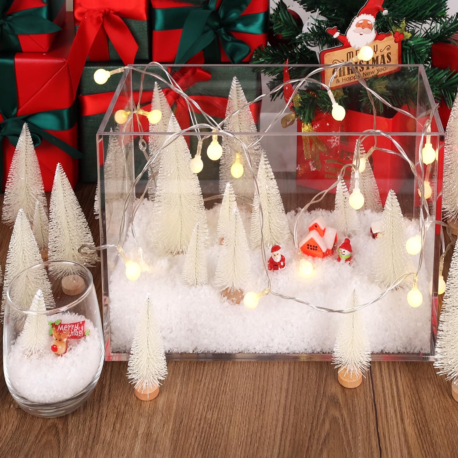 Foto 4 pulgar | Decoración De Árbol De Navidad Ayieyill Mini, 30 Unidades Con Base De Madera - Venta Internacional.