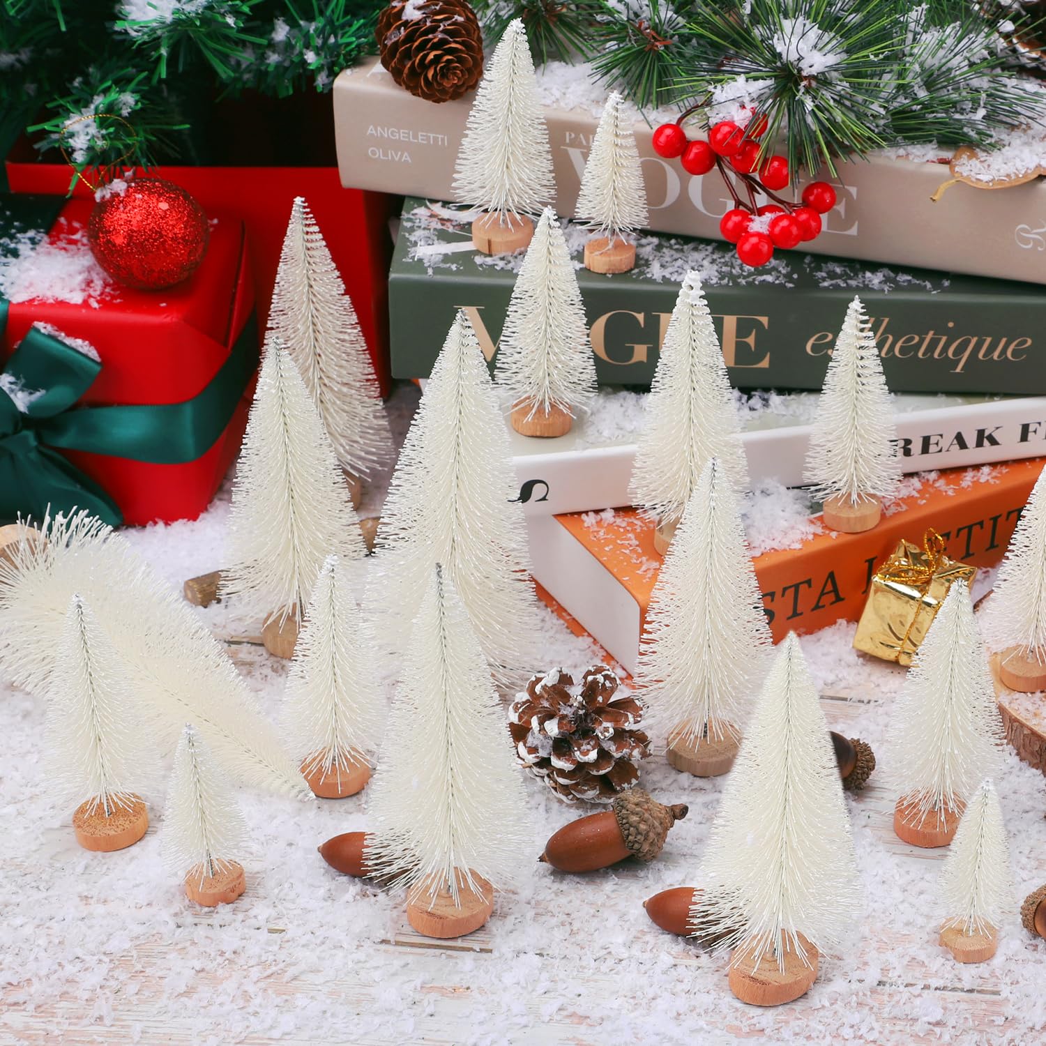 Foto 7 pulgar | Decoración De Árbol De Navidad Ayieyill Mini, 30 Unidades Con Base De Madera - Venta Internacional.