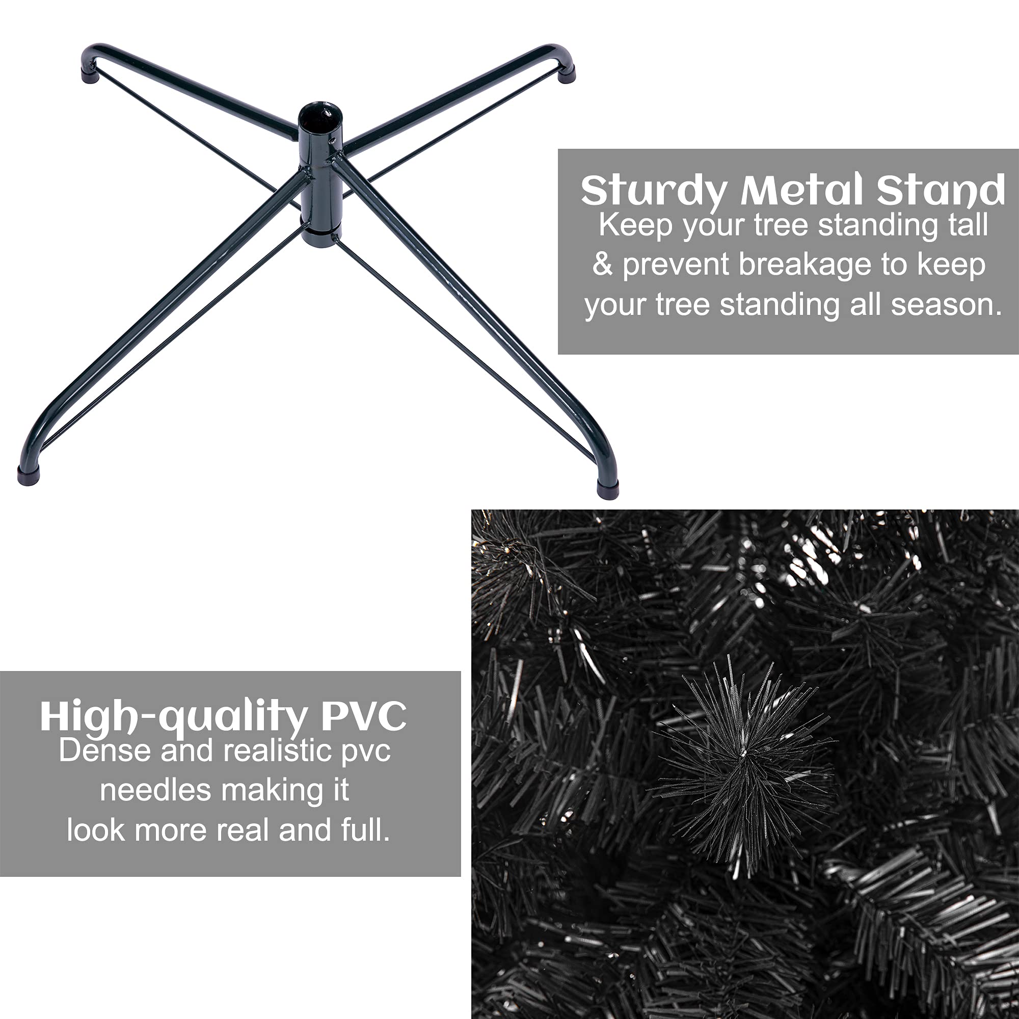 Foto 5 | Árbol De Navidad Sunnyglade, Pvc Negro, 7.5 Pies Con 1400 Puntas - Venta Internacional.