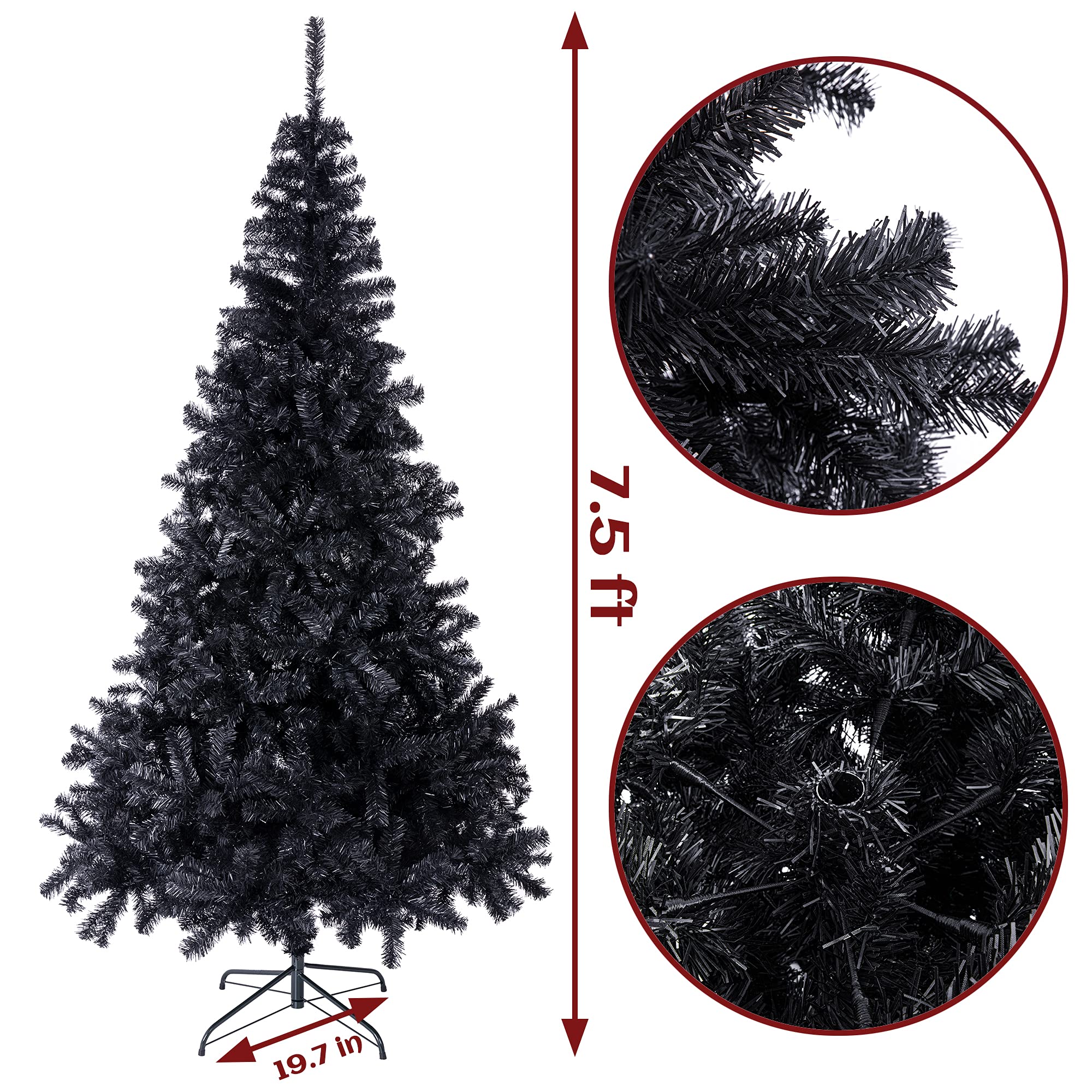 Foto 7 pulgar | Árbol De Navidad Sunnyglade, Pvc Negro, 7.5 Pies Con 1400 Puntas - Venta Internacional.