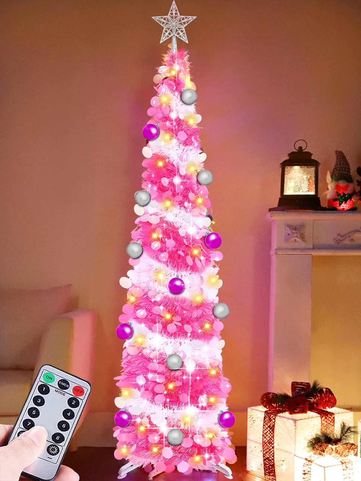 Foto 6 pulgar | [árbol De Navidad] Turnmeon, Delgado, Iluminado, De 6 Pies, Con 100 Luces Led - Venta Internacional.