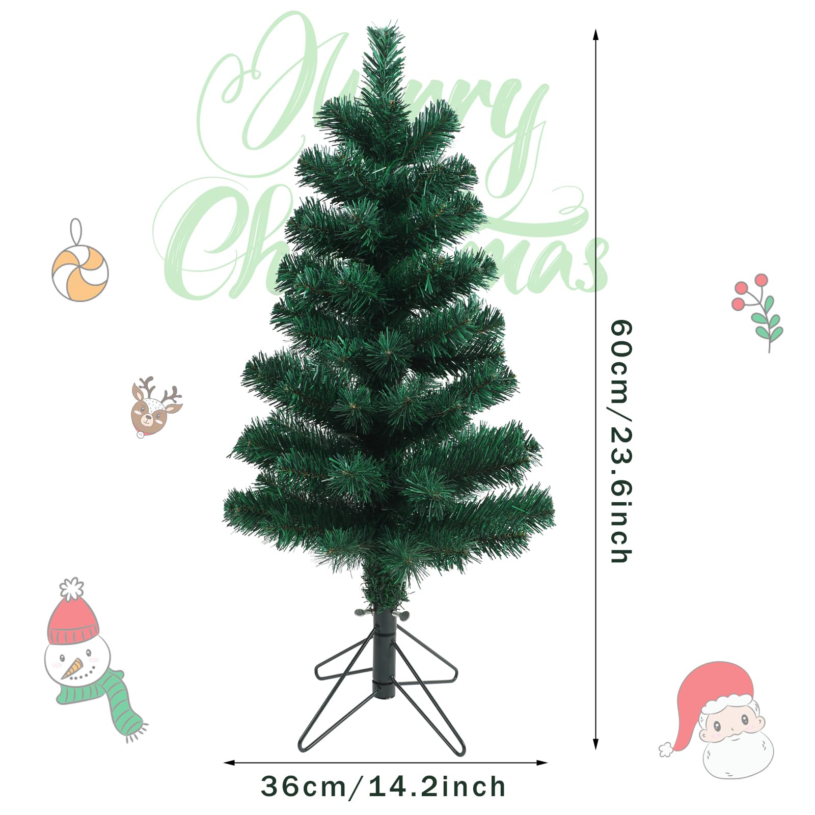 Foto 2 | Minimesa Christmas Tree Ccinee De 2 Pies, Color Verde, Con Soporte De Metal - Venta Internacional.