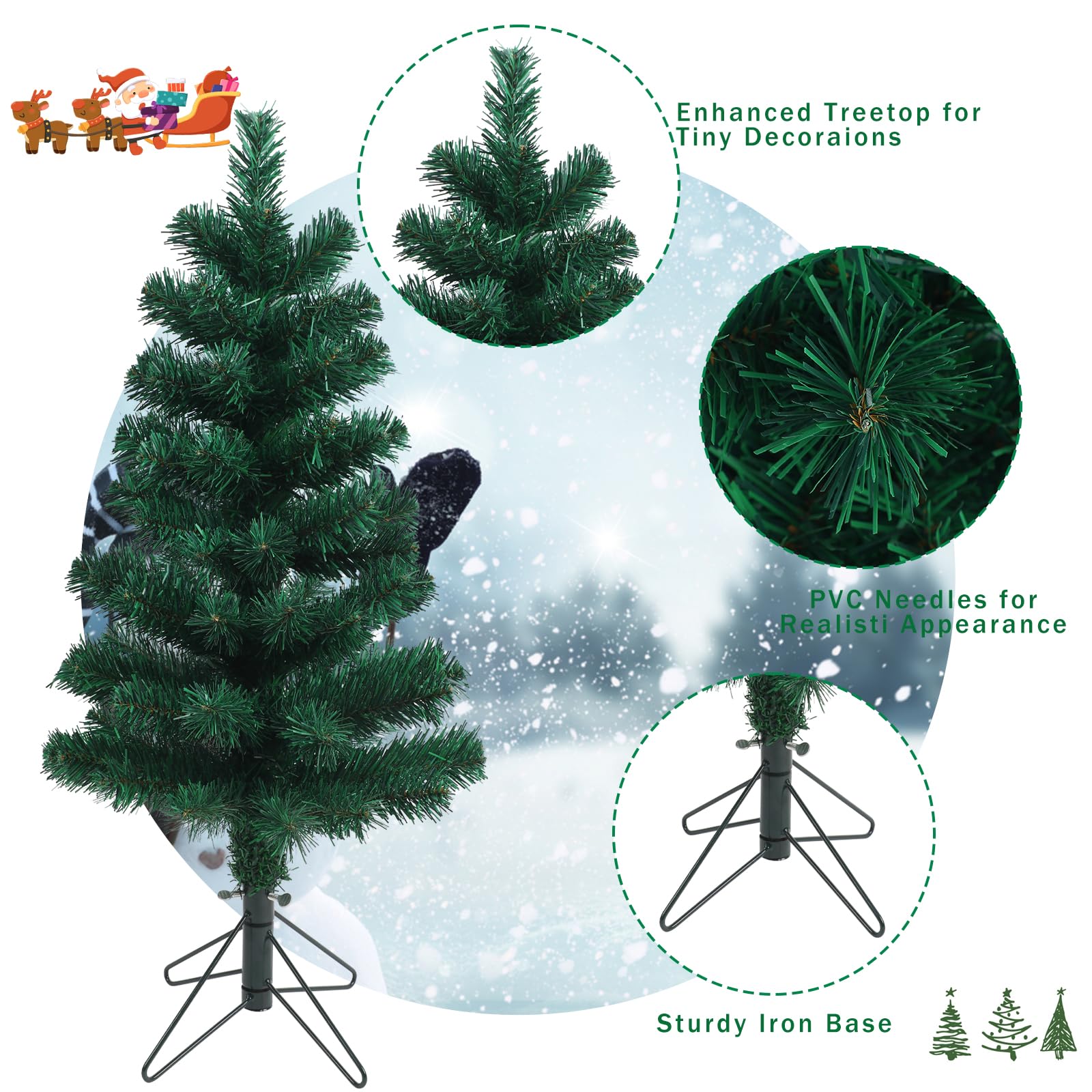 Foto 3 | Minimesa Christmas Tree Ccinee De 2 Pies, Color Verde, Con Soporte De Metal - Venta Internacional.