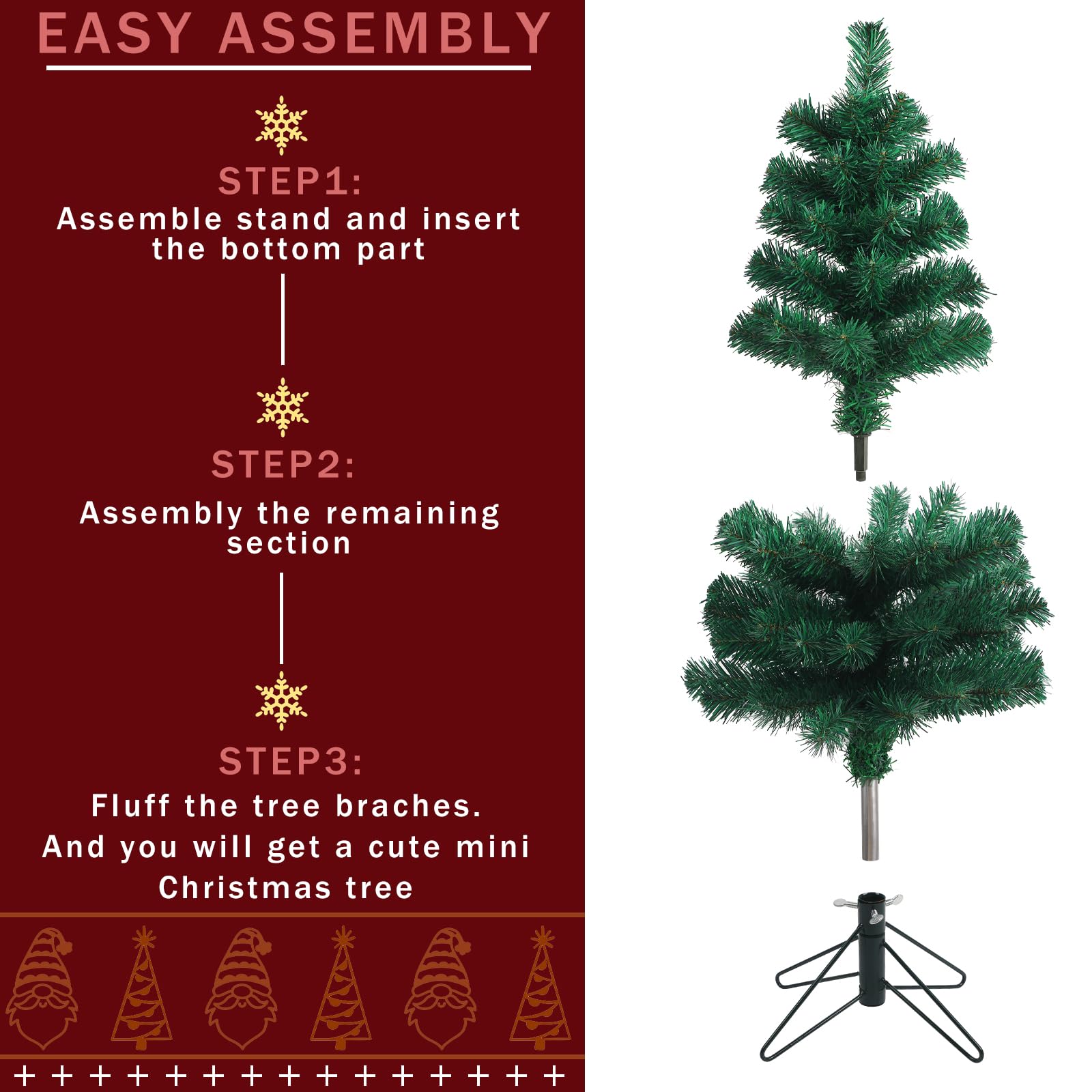 Foto 5 pulgar | Minimesa Christmas Tree Ccinee De 2 Pies, Color Verde, Con Soporte De Metal - Venta Internacional.