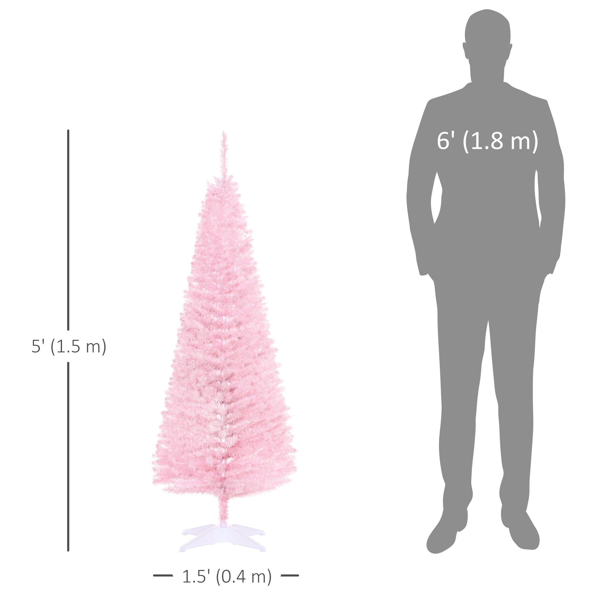 Foto 5 | Lápiz Homcom Artificial Con Forma De Árbol De Navidad De 5 Pies Con 294 Puntas, Color Rosa - Venta Internacional.