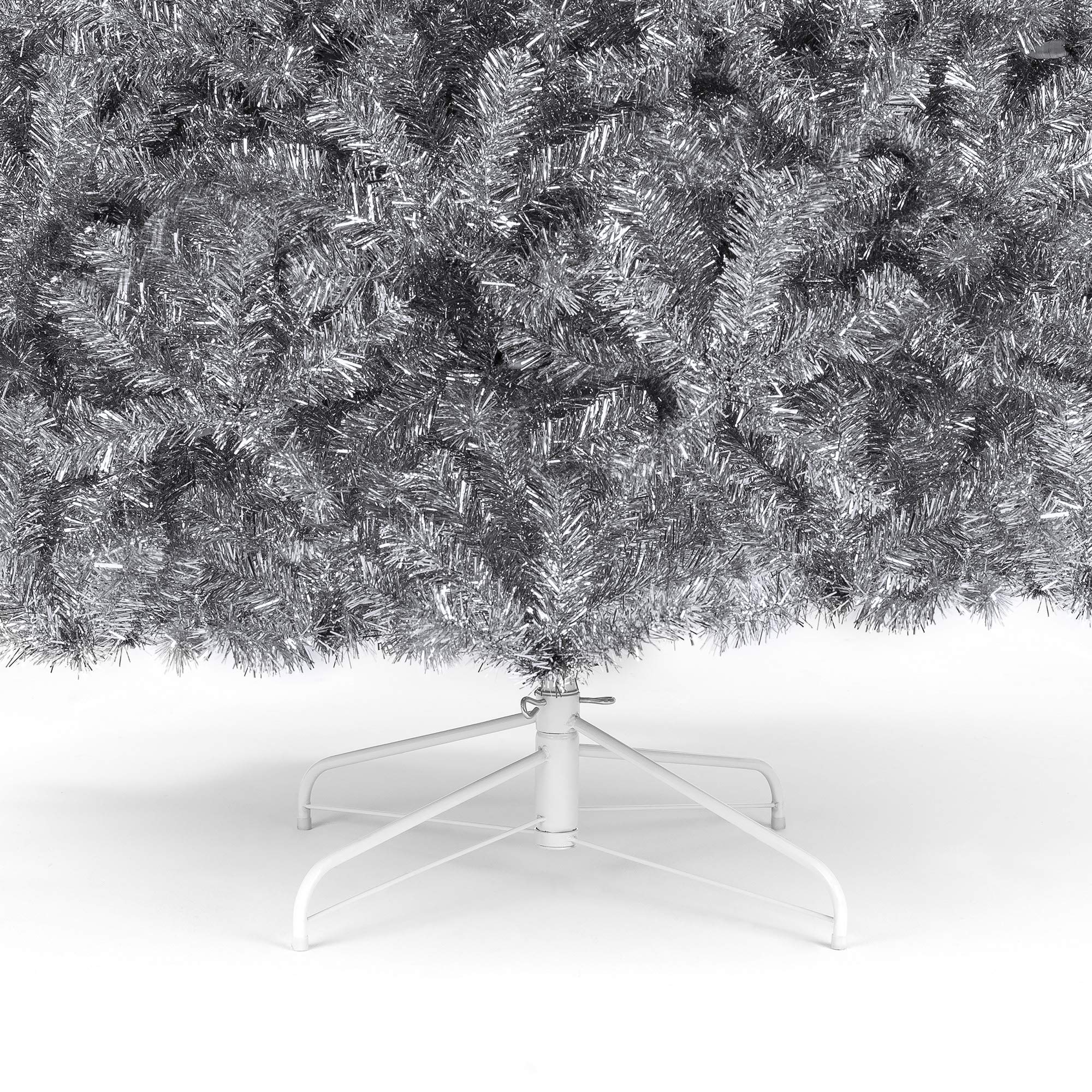Foto 6 pulgar | Árbol De Navidad Best Choice Products, Oropel Artificial Plateado De 6 Pies - Venta Internacional.