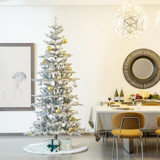 Foto 4 | Árbol De Navidad Glitzhome Deluxe De 8 Pies, Abeto Flocado Preiluminado - Venta Internacional.