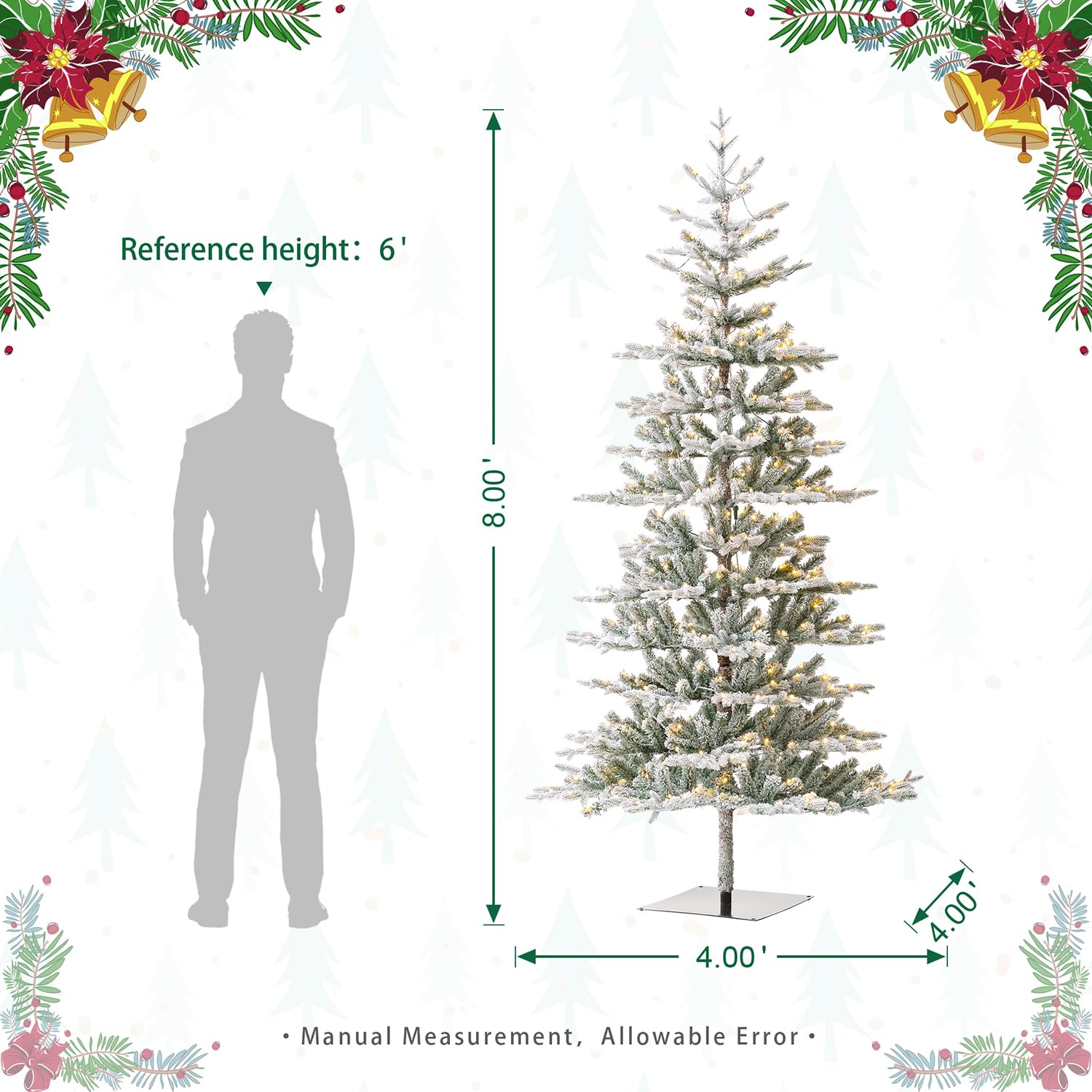 Foto 6 pulgar | Árbol De Navidad Glitzhome Deluxe De 8 Pies, Abeto Flocado Preiluminado - Venta Internacional.