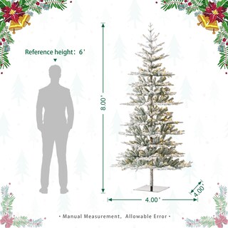 Foto 5 | Árbol De Navidad Glitzhome Deluxe De 8 Pies, Abeto Flocado Preiluminado - Venta Internacional.