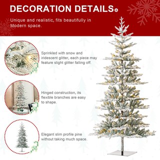 Foto 6 | Árbol De Navidad Glitzhome Deluxe De 8 Pies, Abeto Flocado Preiluminado - Venta Internacional.