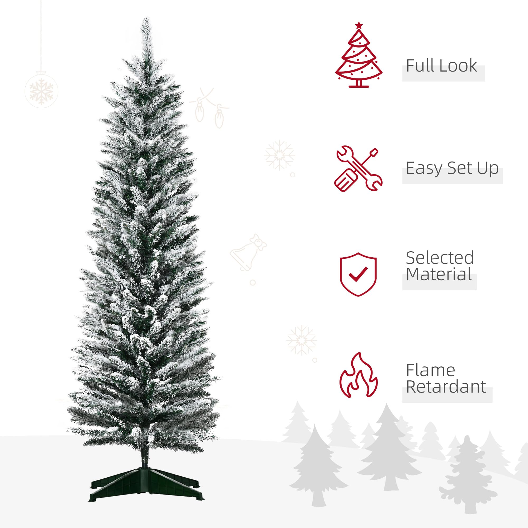 Foto 3 | Lápiz Artificial Christmas Tree Homcom Con Forma De Nieve, 5 Pies - Venta Internacional.