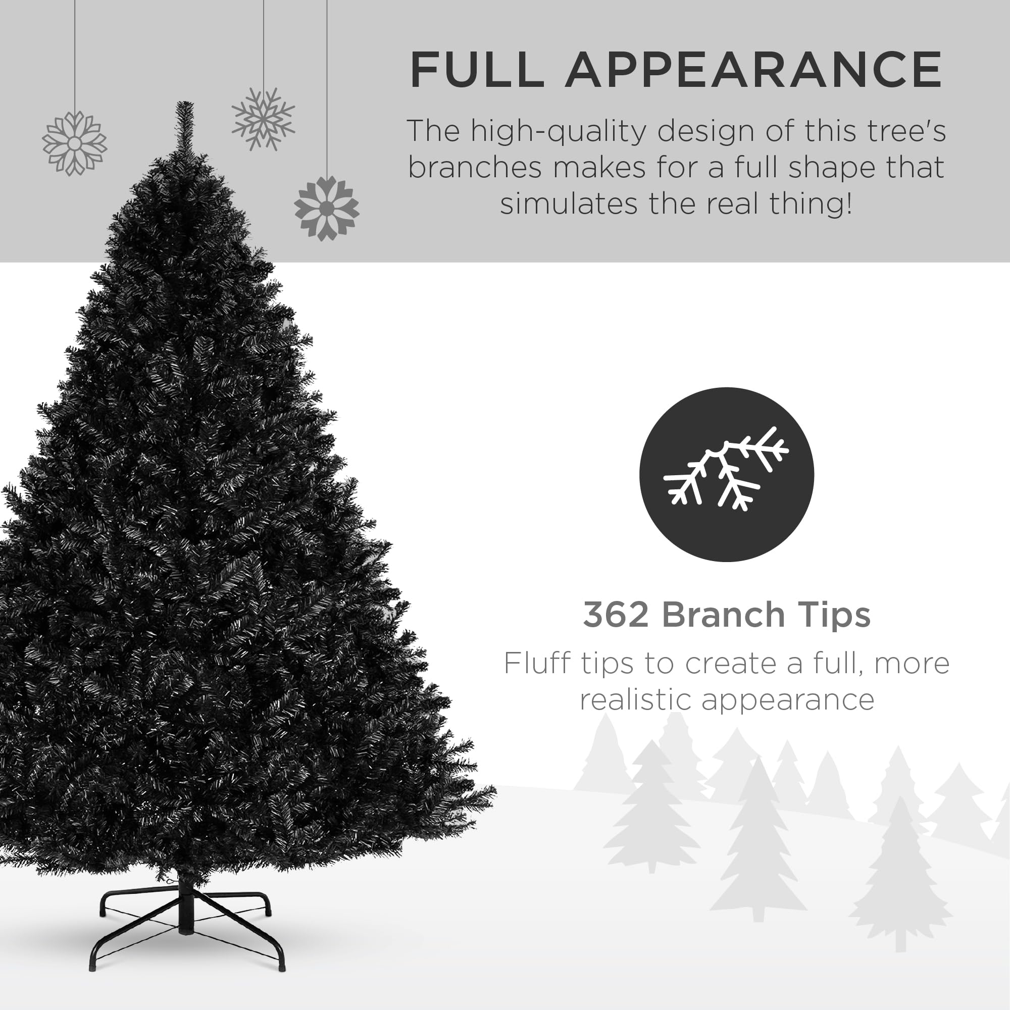 Foto 4 pulgar | Árbol De Navidad Best Choice Products, Completamente Negro, 1,4 M, Con 362 Puntas - Venta Internacional.