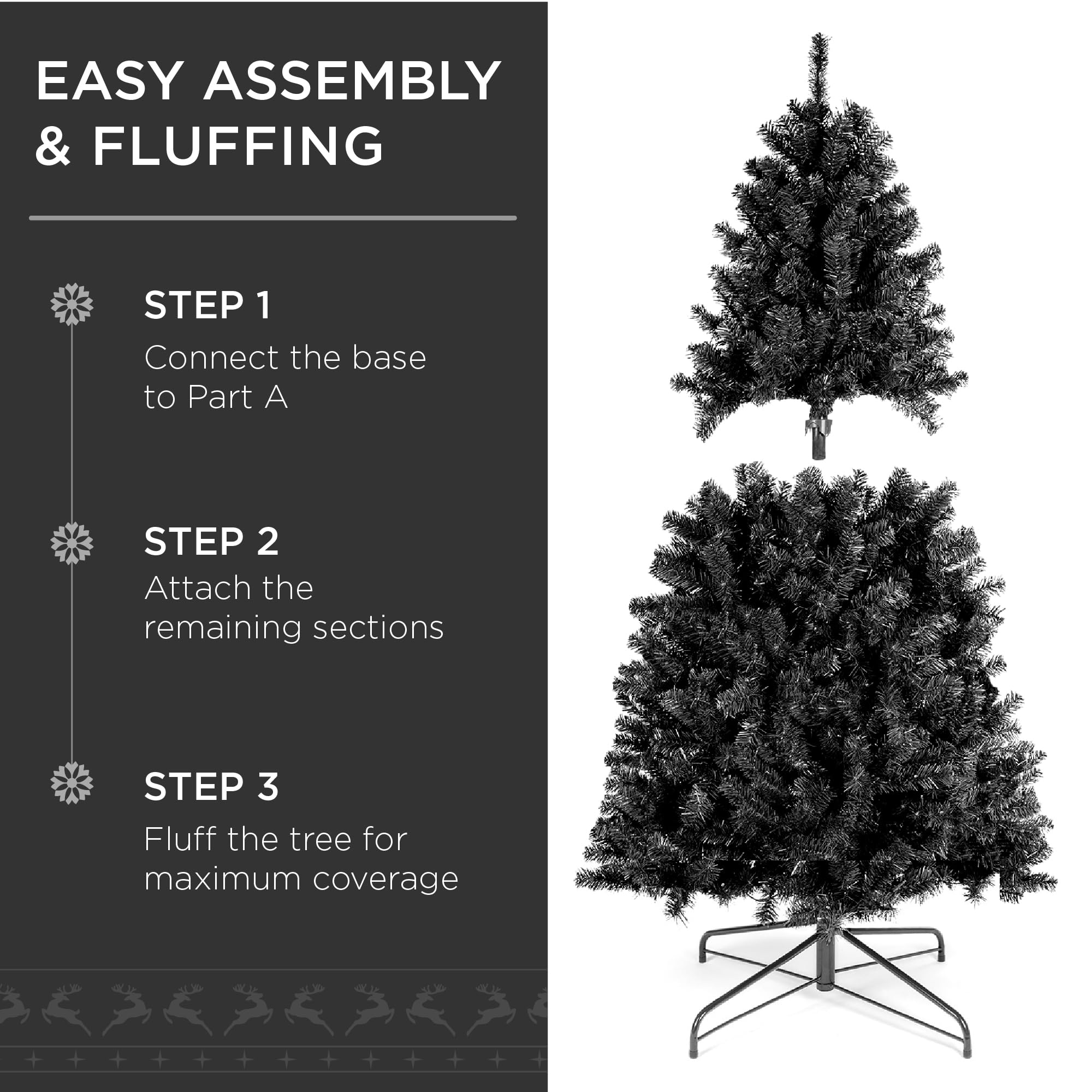 Foto 5 pulgar | Árbol De Navidad Best Choice Products, Completamente Negro, 1,4 M, Con 362 Puntas - Venta Internacional.