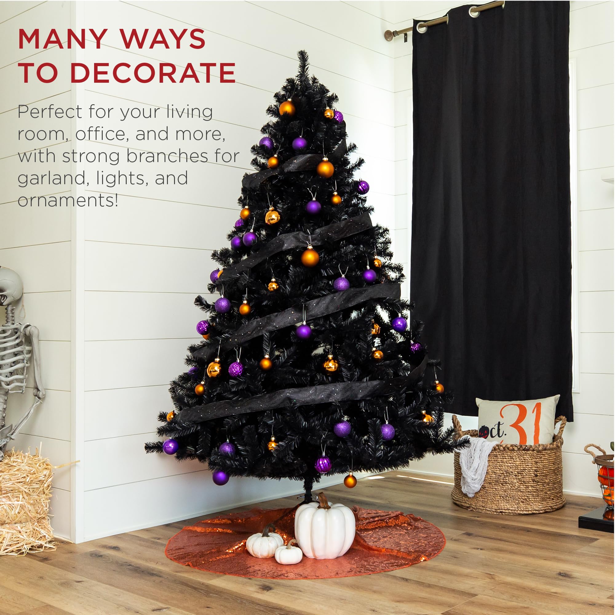 Foto 7 pulgar | Árbol De Navidad Best Choice Products, Completamente Negro, 1,4 M, Con 362 Puntas - Venta Internacional.