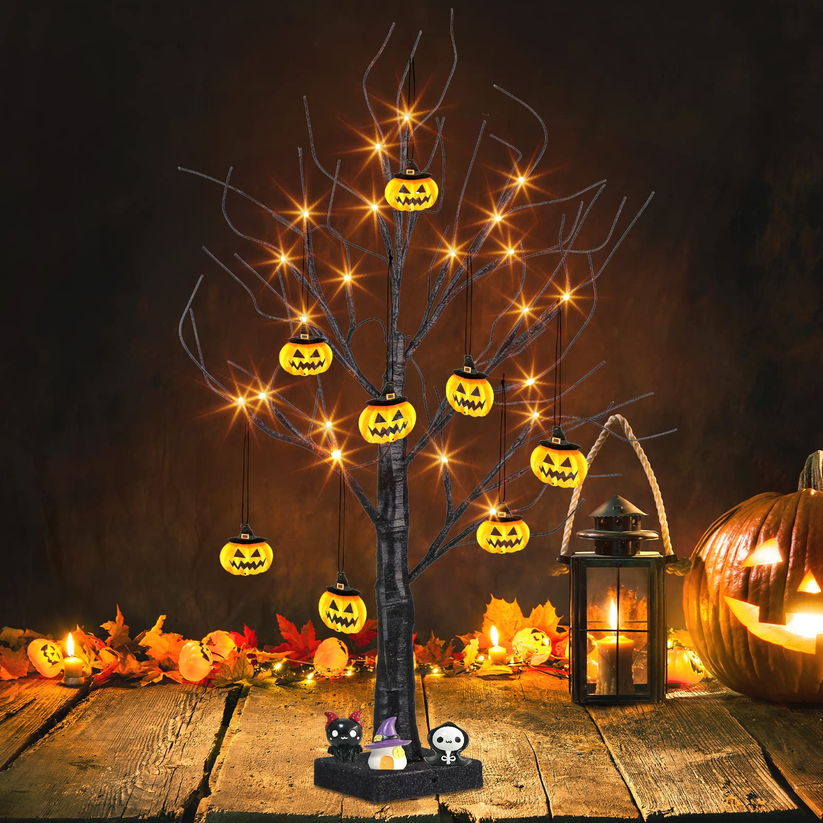 Foto 5 pulgar | Árbol Negro Peiduo Para Decoración De Halloween De 2 Pies Con Luces Y Adornos - Venta Internacional.