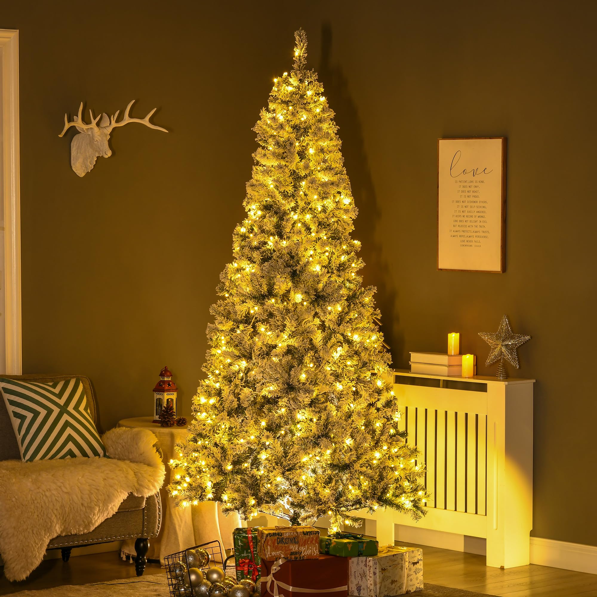Foto 2 | Árbol De Navidad Homcom De 7.5 Pies Con 1188 Ramas Cubiertas De Nieve - Venta Internacional.