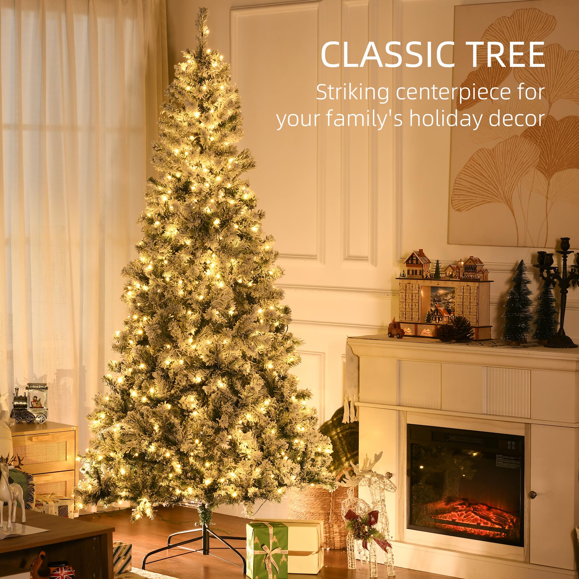Foto 3 | Árbol De Navidad Homcom De 7.5 Pies Con 1188 Ramas Cubiertas De Nieve - Venta Internacional.
