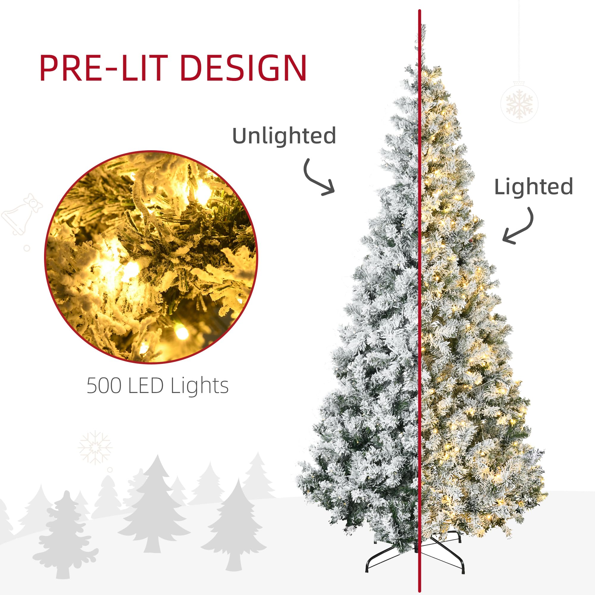 Foto 5 pulgar | Árbol De Navidad Homcom De 7.5 Pies Con 1188 Ramas Cubiertas De Nieve - Venta Internacional.