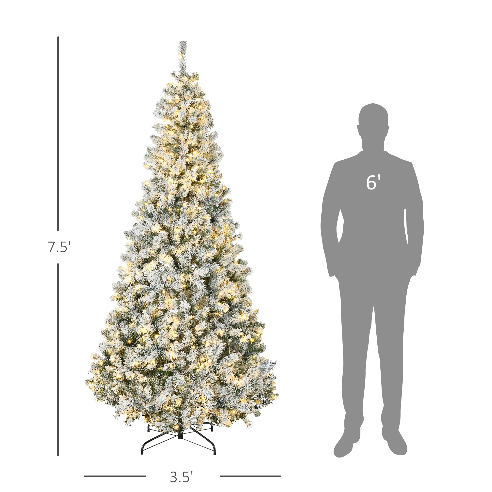 Foto 6 pulgar | Árbol De Navidad Homcom De 7.5 Pies Con 1188 Ramas Cubiertas De Nieve - Venta Internacional.