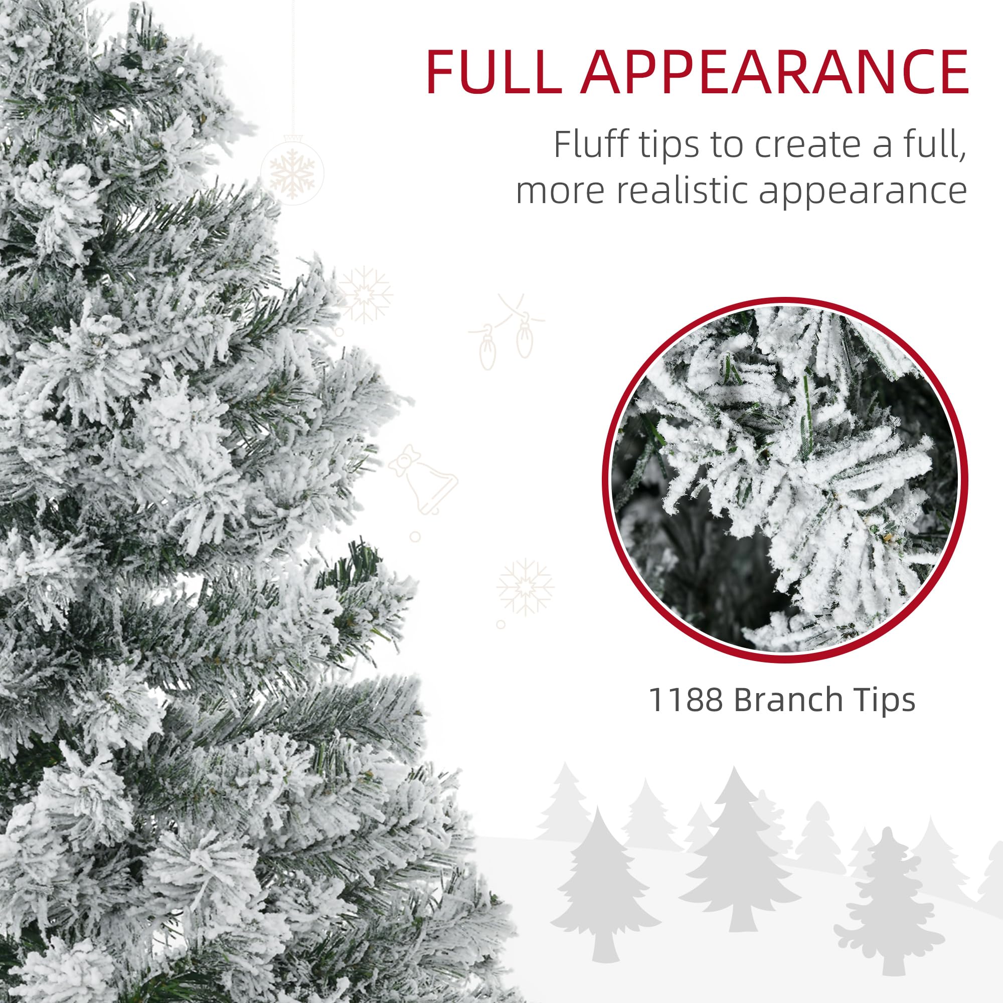 Foto 7 pulgar | Árbol De Navidad Homcom De 7.5 Pies Con 1188 Ramas Cubiertas De Nieve - Venta Internacional.