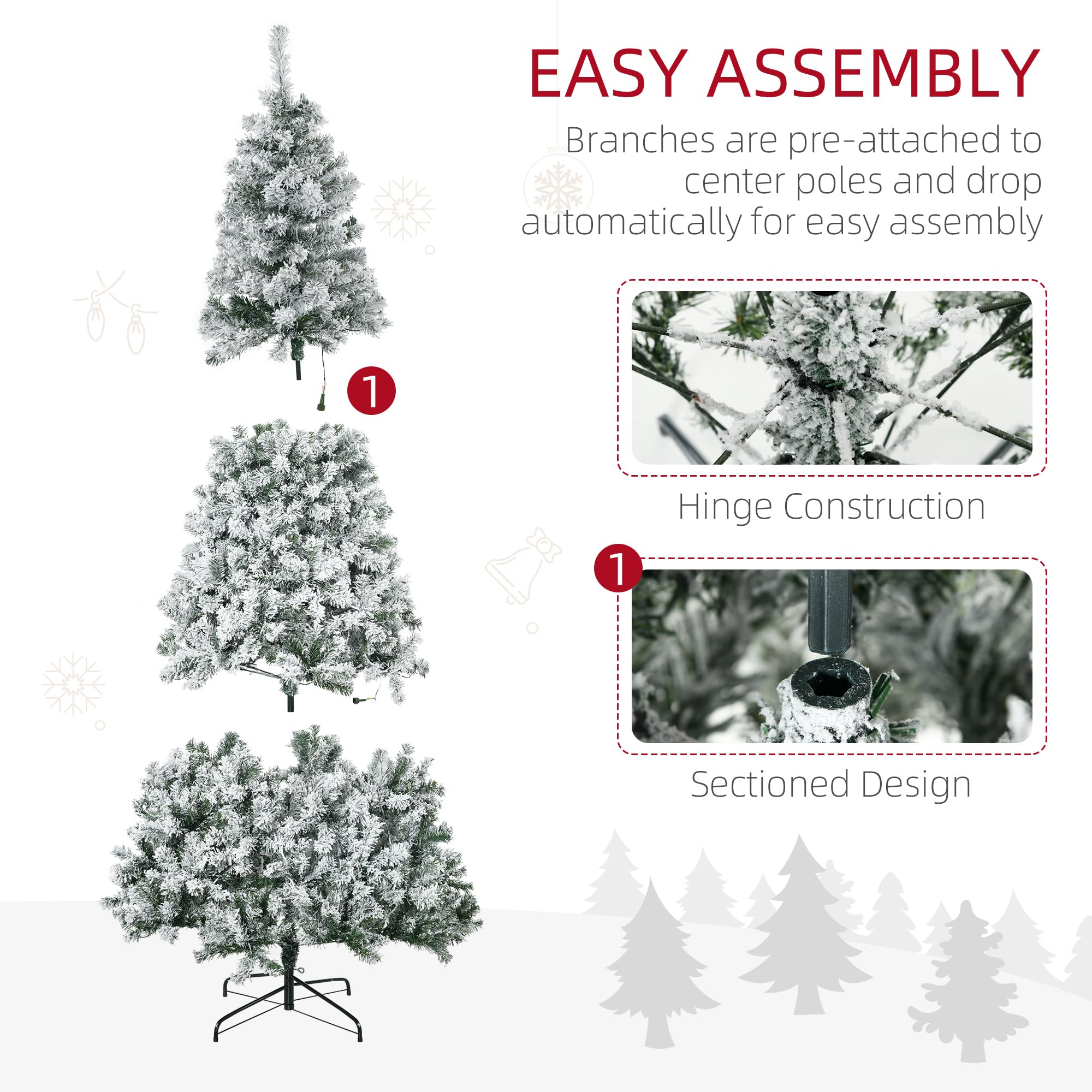 Foto 8 pulgar | Árbol De Navidad Homcom De 7.5 Pies Con 1188 Ramas Cubiertas De Nieve - Venta Internacional.