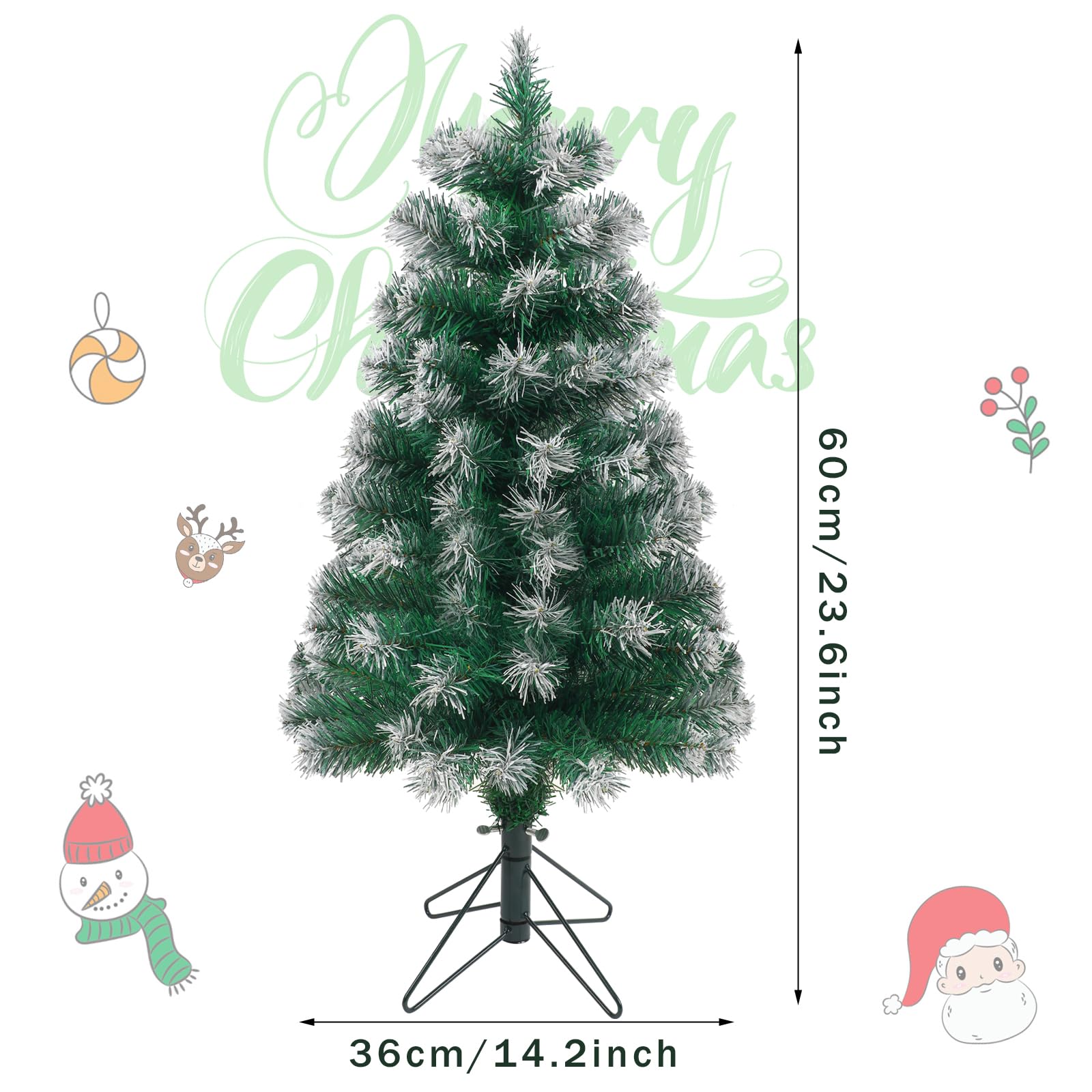 Foto 3 pulgar | Árbol De Navidad Ccinee, Tamaño Pequeño, Verde, Con Puntas De Nieve Flocadas - Venta Internacional.