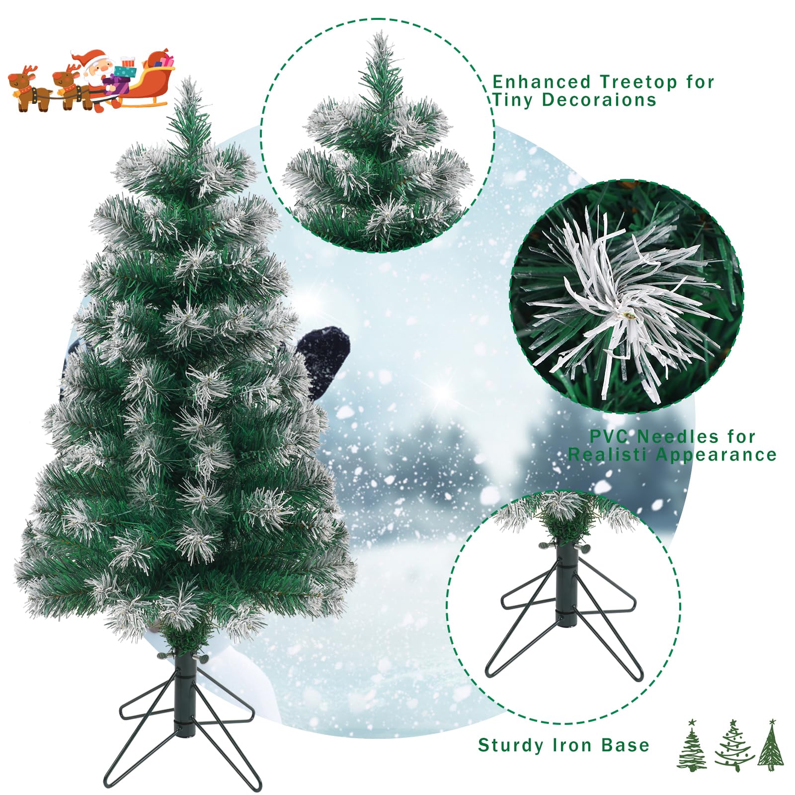 Foto 4 pulgar | Árbol De Navidad Ccinee, Tamaño Pequeño, Verde, Con Puntas De Nieve Flocadas - Venta Internacional.