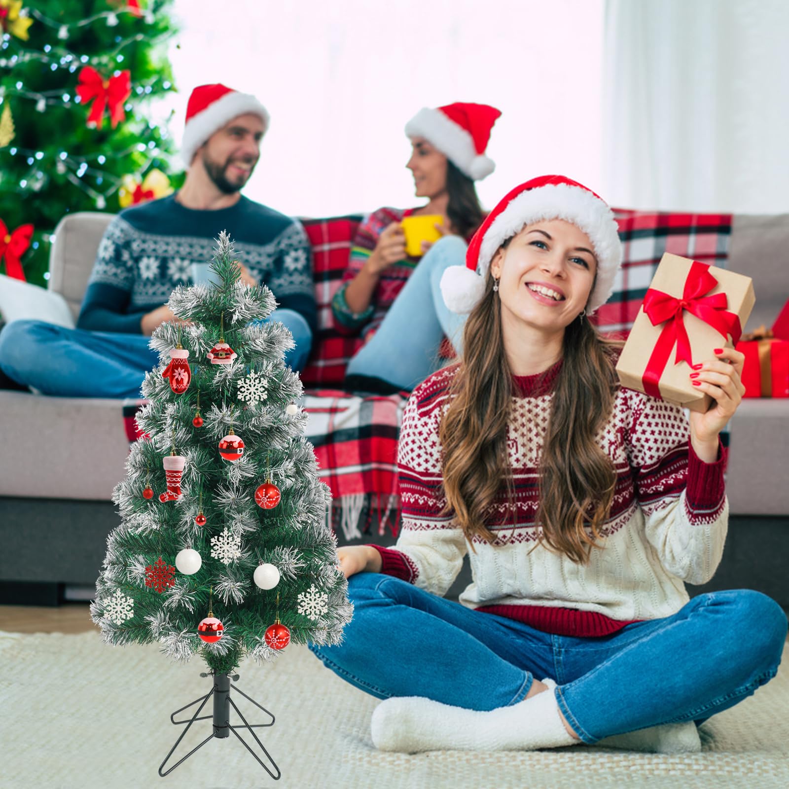 Foto 6 | Árbol De Navidad Ccinee, Tamaño Pequeño, Verde, Con Puntas De Nieve Flocadas - Venta Internacional.