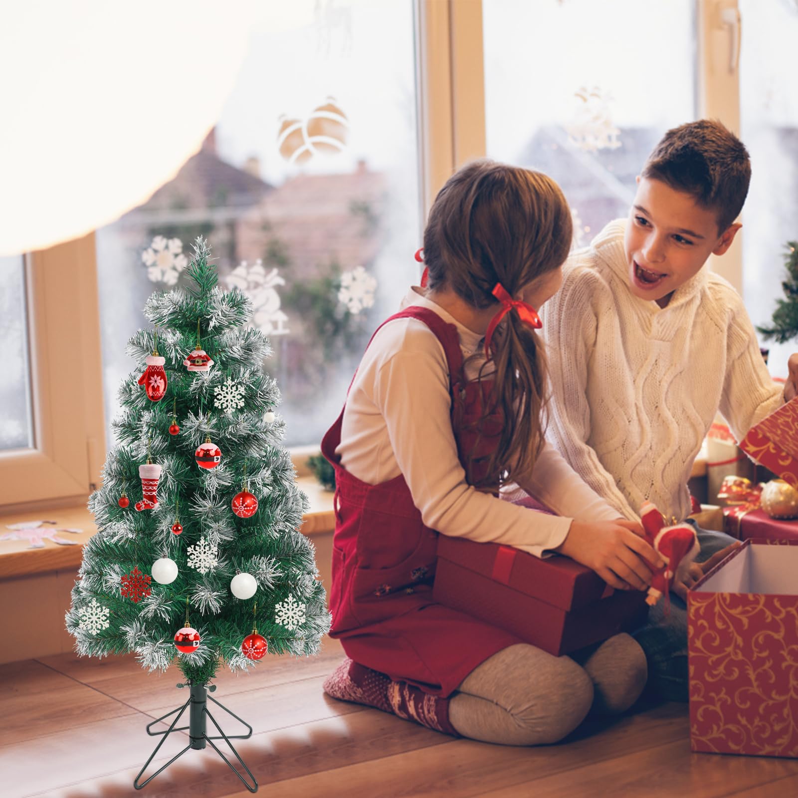 Foto 7 | Árbol De Navidad Ccinee, Tamaño Pequeño, Verde, Con Puntas De Nieve Flocadas - Venta Internacional.