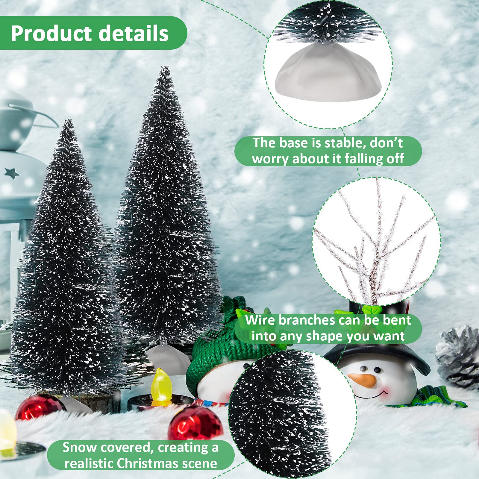 Foto 4 pulgar | Árboles De Mesa Navideños Modelo Sumind Winter Snow (12 Unidades) - Venta Internacional.