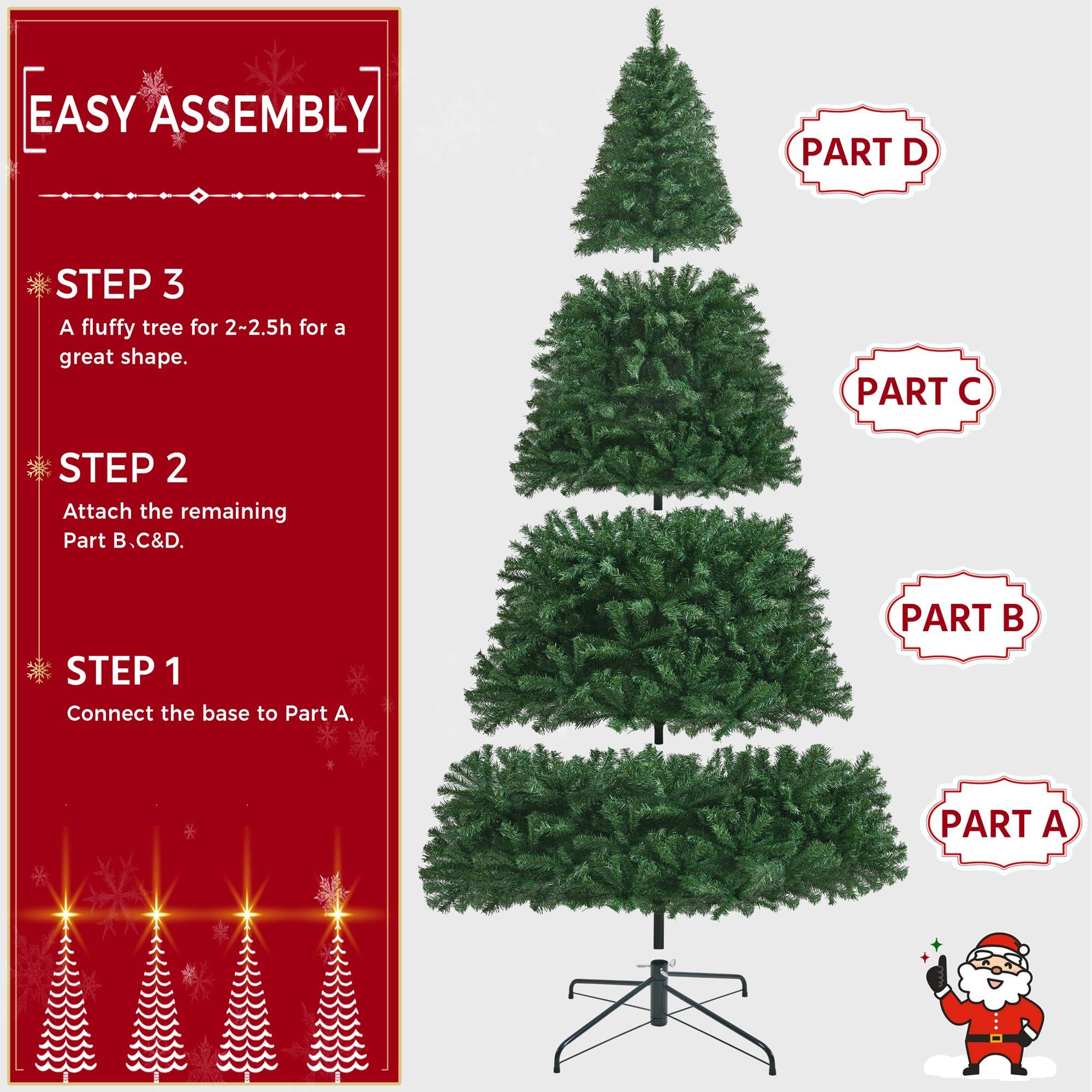 Foto 4 pulgar | Árbol De Navidad Yaheetech, Abeto De 9 Pies Con 2028 Puntas De Rama - Venta Internacional.
