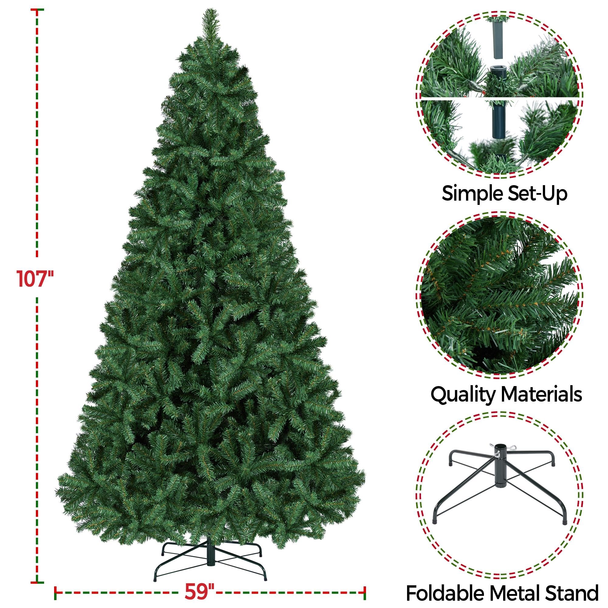 Foto 6 pulgar | Árbol De Navidad Yaheetech, Abeto De 9 Pies Con 2028 Puntas De Rama - Venta Internacional.