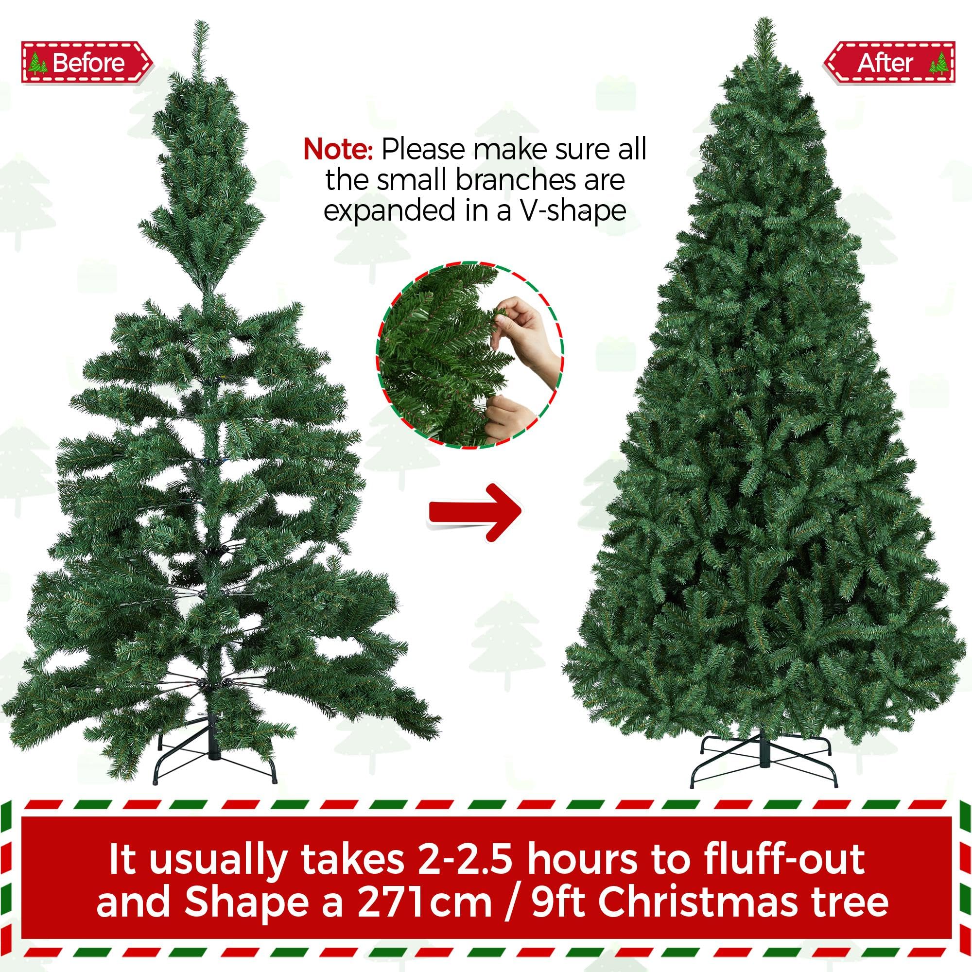 Foto 6 | Árbol De Navidad Yaheetech, Abeto De 9 Pies Con 2028 Puntas De Rama - Venta Internacional.
