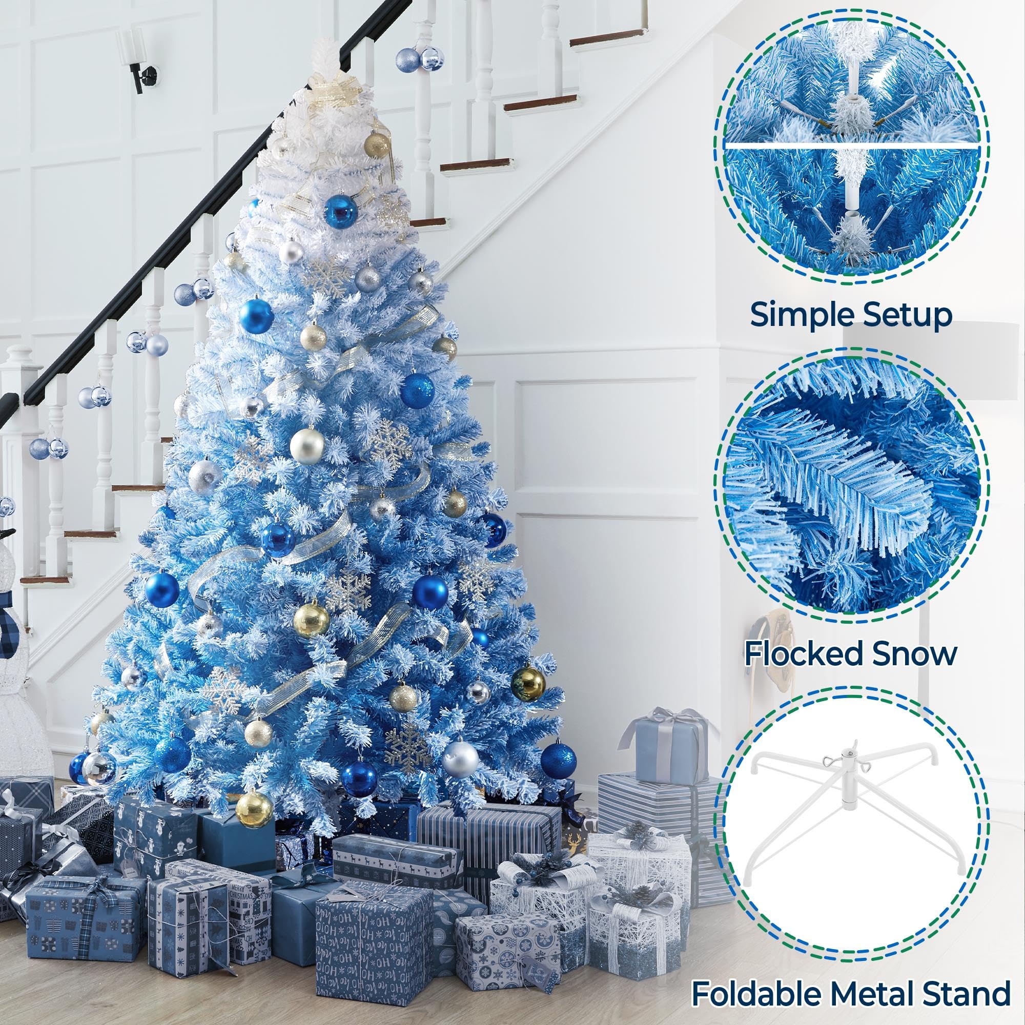 Foto 3 pulgar | Árbol De Navidad Yaheetech De 6 Pies De Ancho Con 820 Puntas, Color Azul - Venta Internacional.