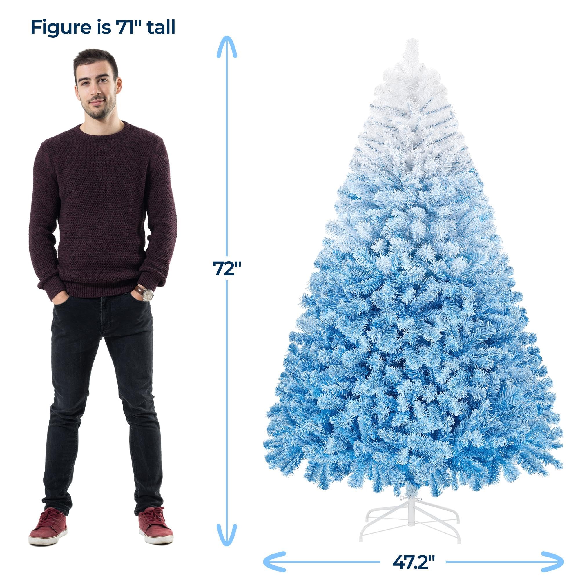 Foto 4 pulgar | Árbol De Navidad Yaheetech De 6 Pies De Ancho Con 820 Puntas, Color Azul - Venta Internacional.