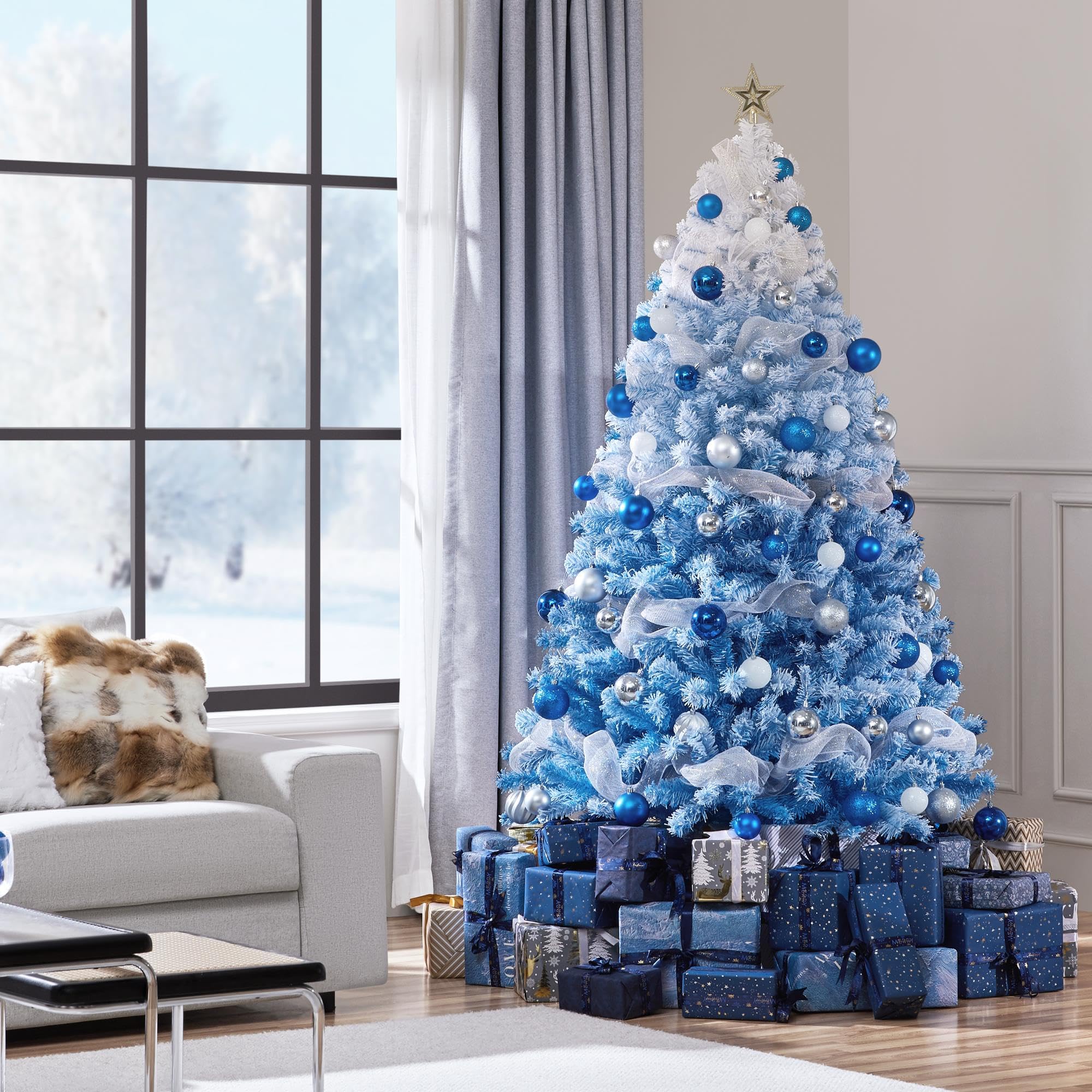 Foto 5 pulgar | Árbol De Navidad Yaheetech De 6 Pies De Ancho Con 820 Puntas, Color Azul - Venta Internacional.