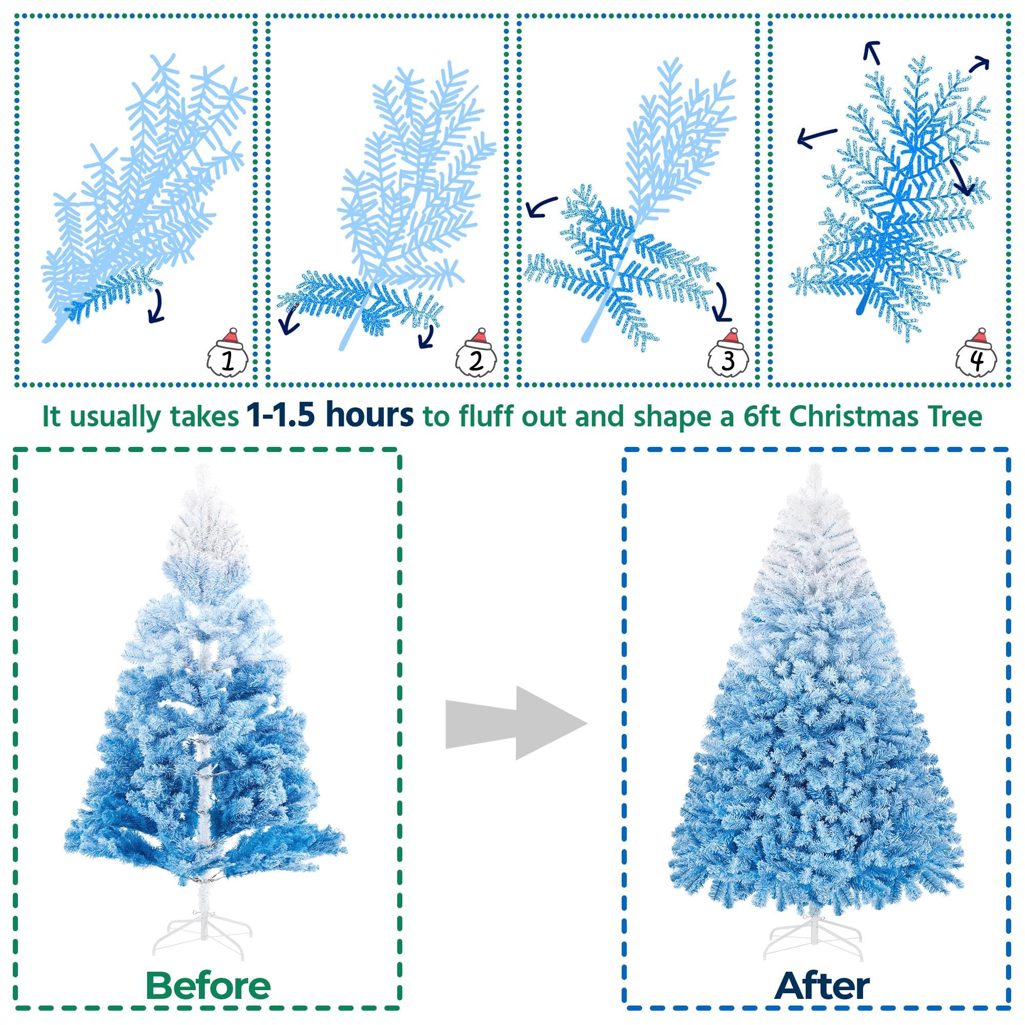 Foto 7 pulgar | Árbol De Navidad Yaheetech De 6 Pies De Ancho Con 820 Puntas, Color Azul - Venta Internacional.