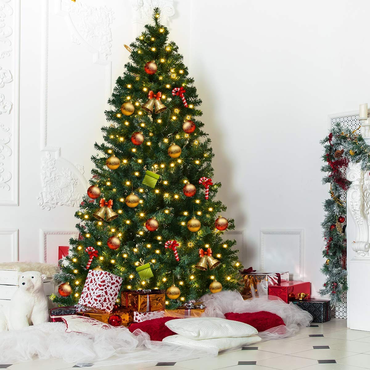 Foto 3 pulgar | Árbol De Navidad Costway De Pvc Preiluminado De 7 Pies Con 300 Luces Led, Color Verde - Venta Internacional.