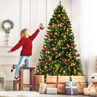 Foto 3 | Árbol De Navidad Costway De Pvc Preiluminado De 7 Pies Con 300 Luces Led, Color Verde - Venta Internacional.