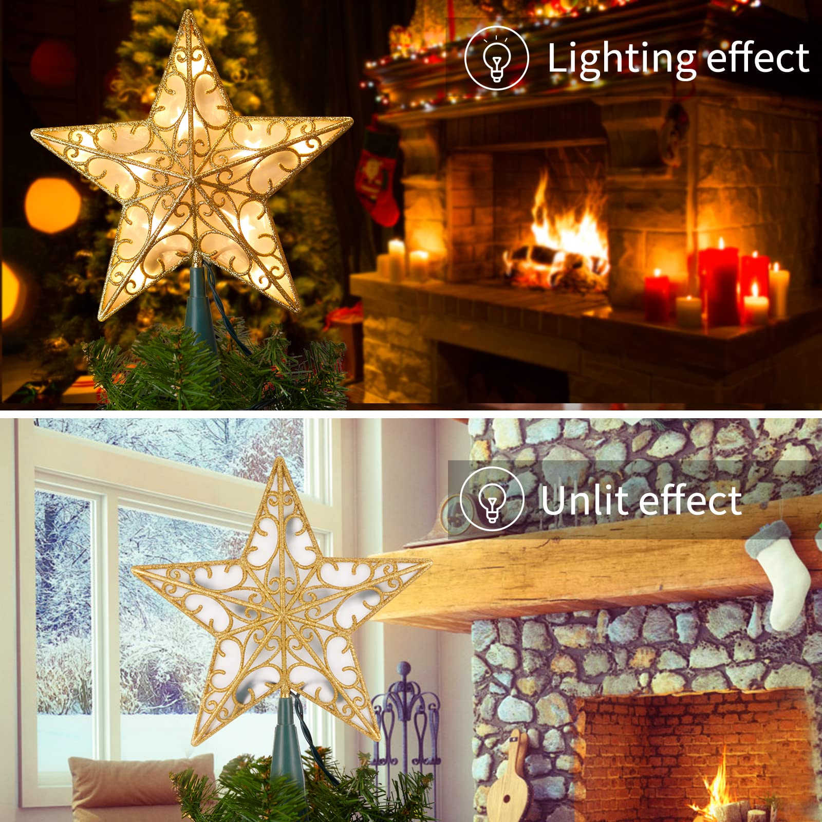 Foto 3 | Decoración Con Forma De Estrella De Navidad Brightown, 24 Cm, Enchufable, Color Plateado - Venta Internacional.